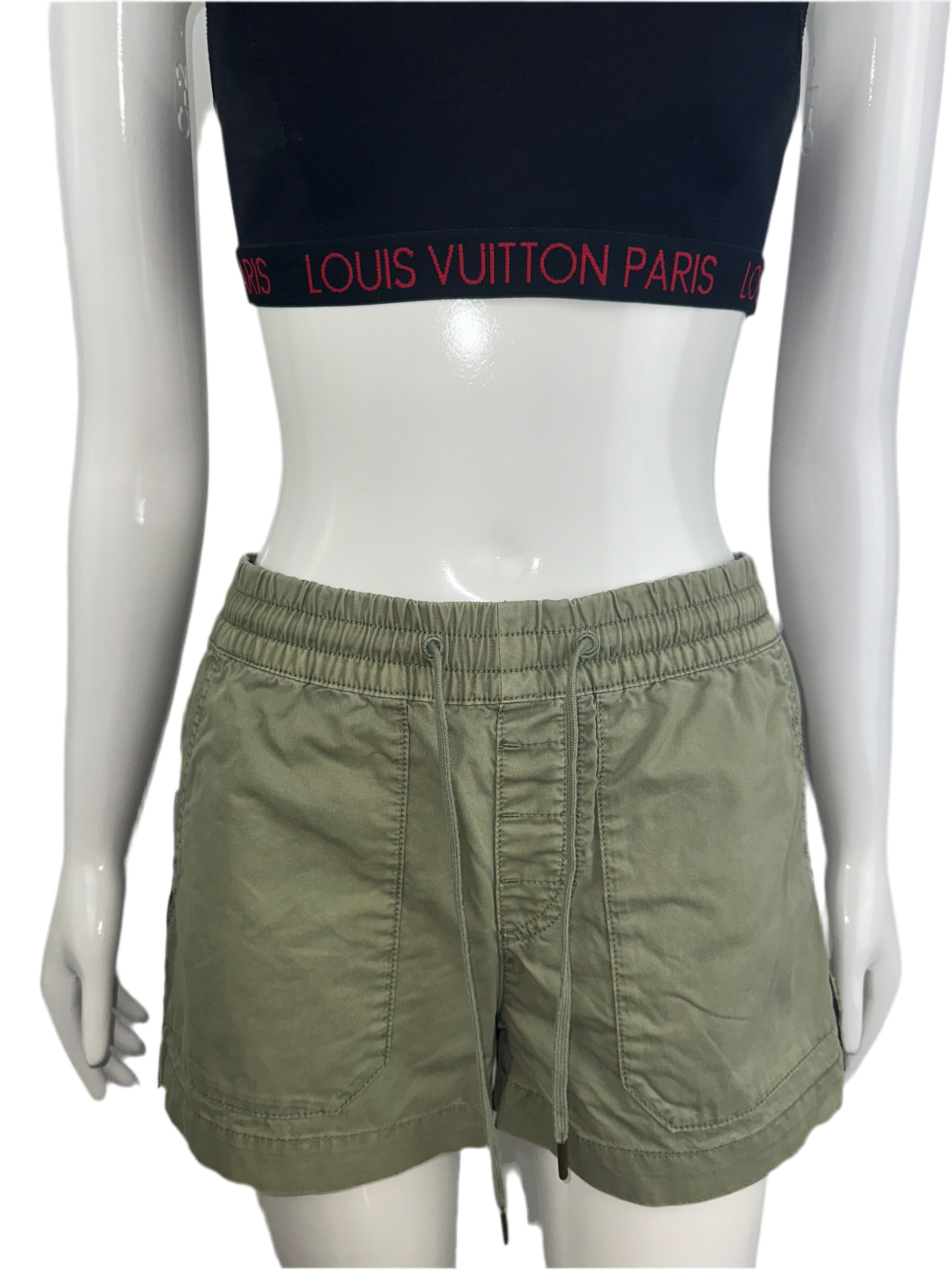 Zadig & Voltaire khaki shorts with black and gold line on side - size 34