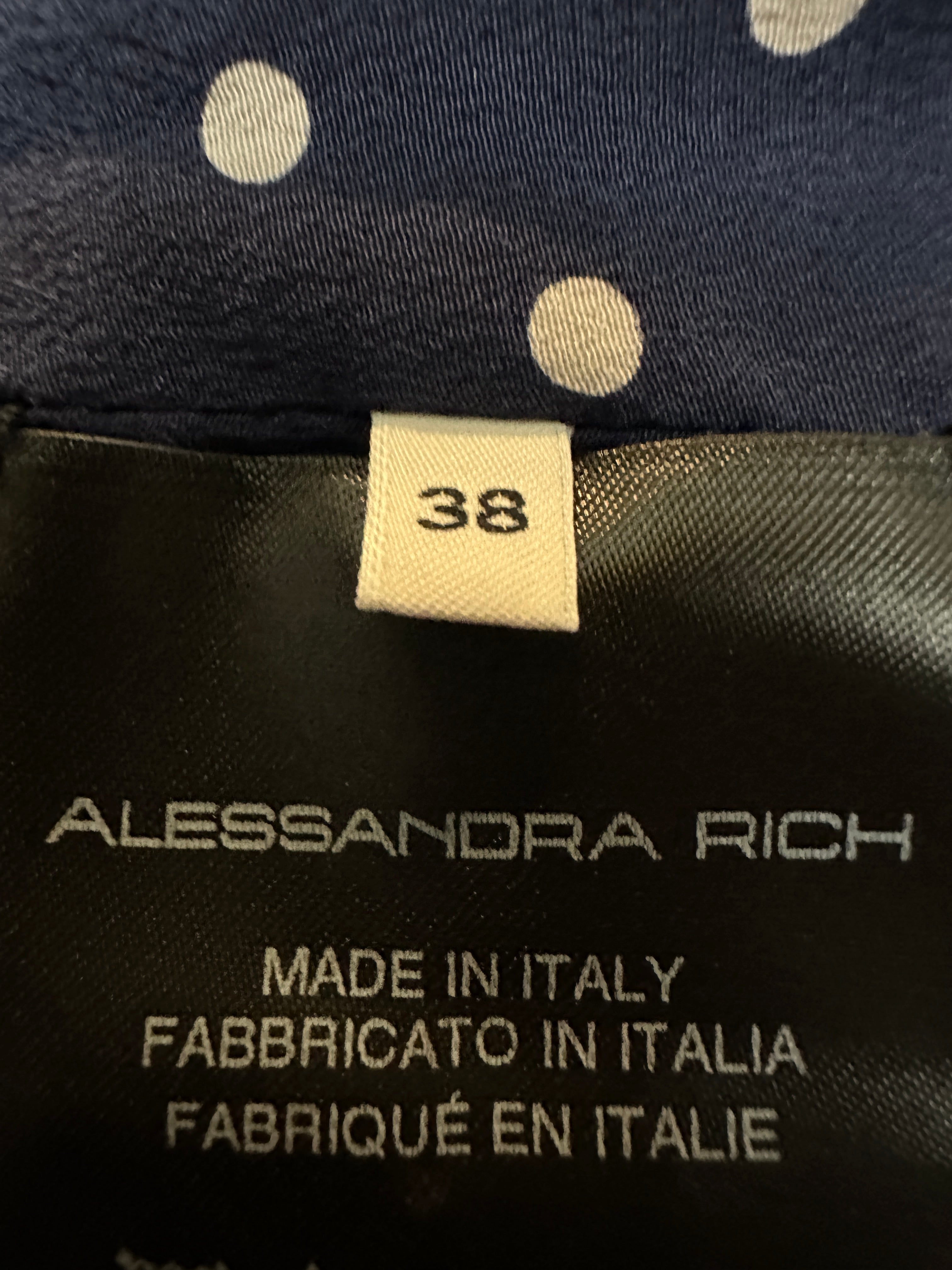 Alessandra Rich blue dress with white polka dots - size 38