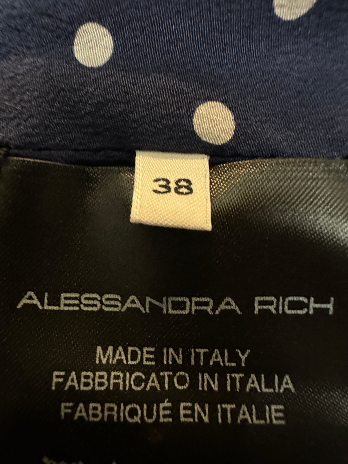 Alessandra Rich blue dress with white polka dots - size 38