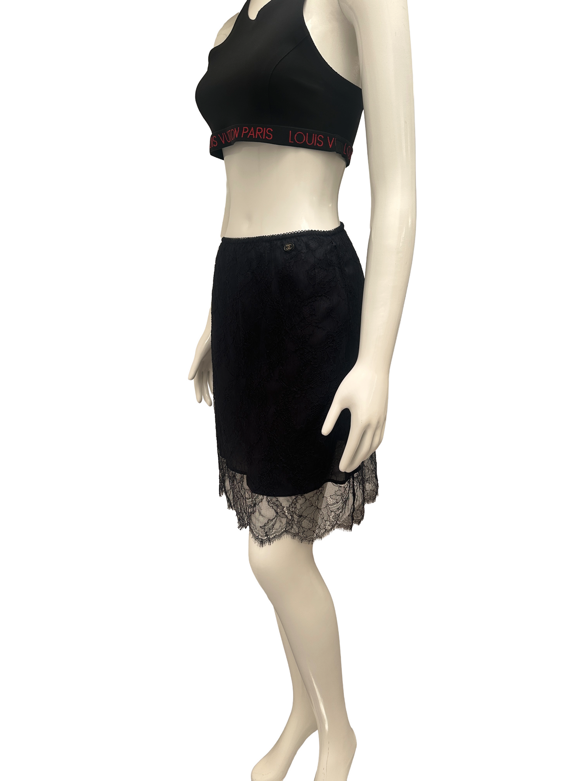 Chanel navy blue lace skirt - size 42