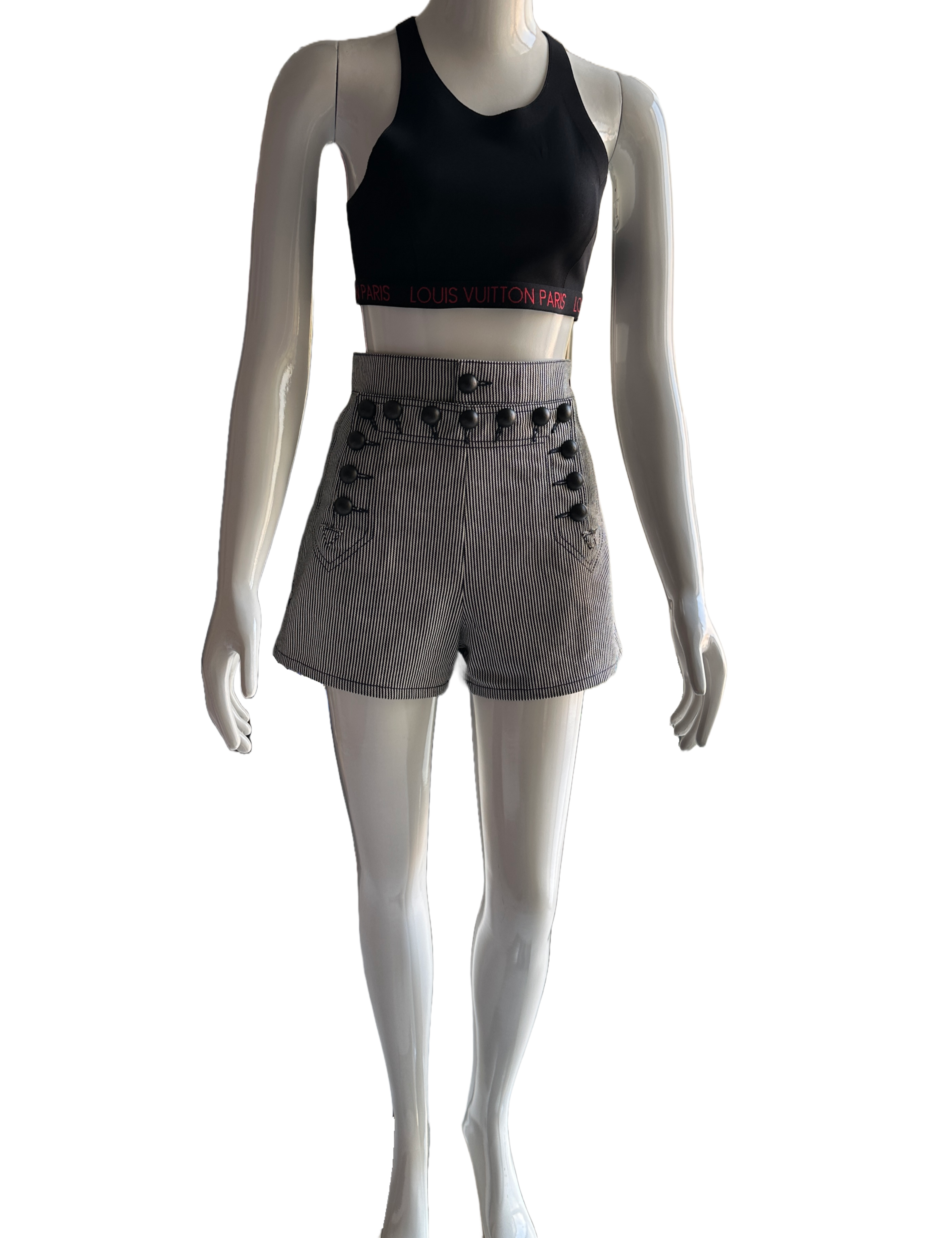 Dior black and white striped denim shorts - size 34