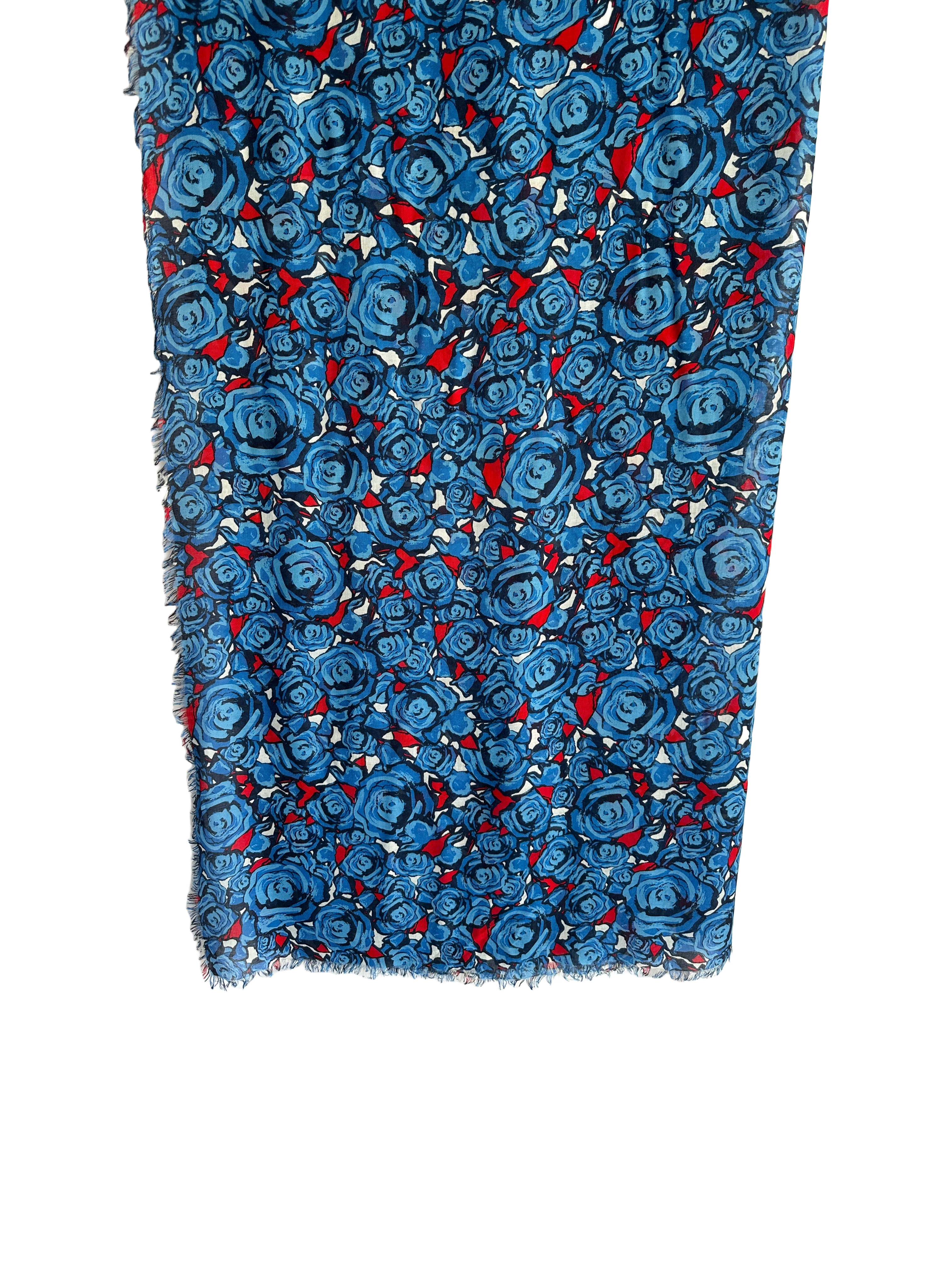 Louis Vuitton blue and red scarf with flowers