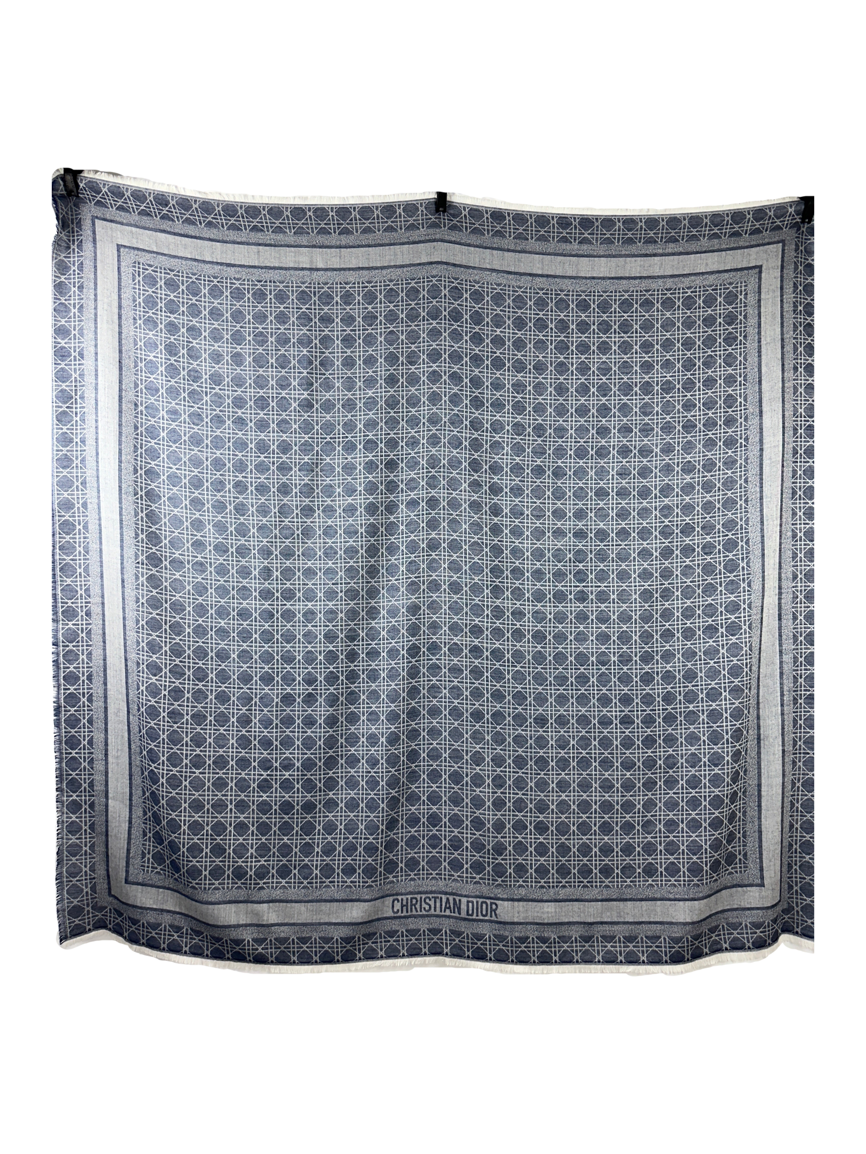 Dior cannage shawl denim blue wool, silk and cashmere