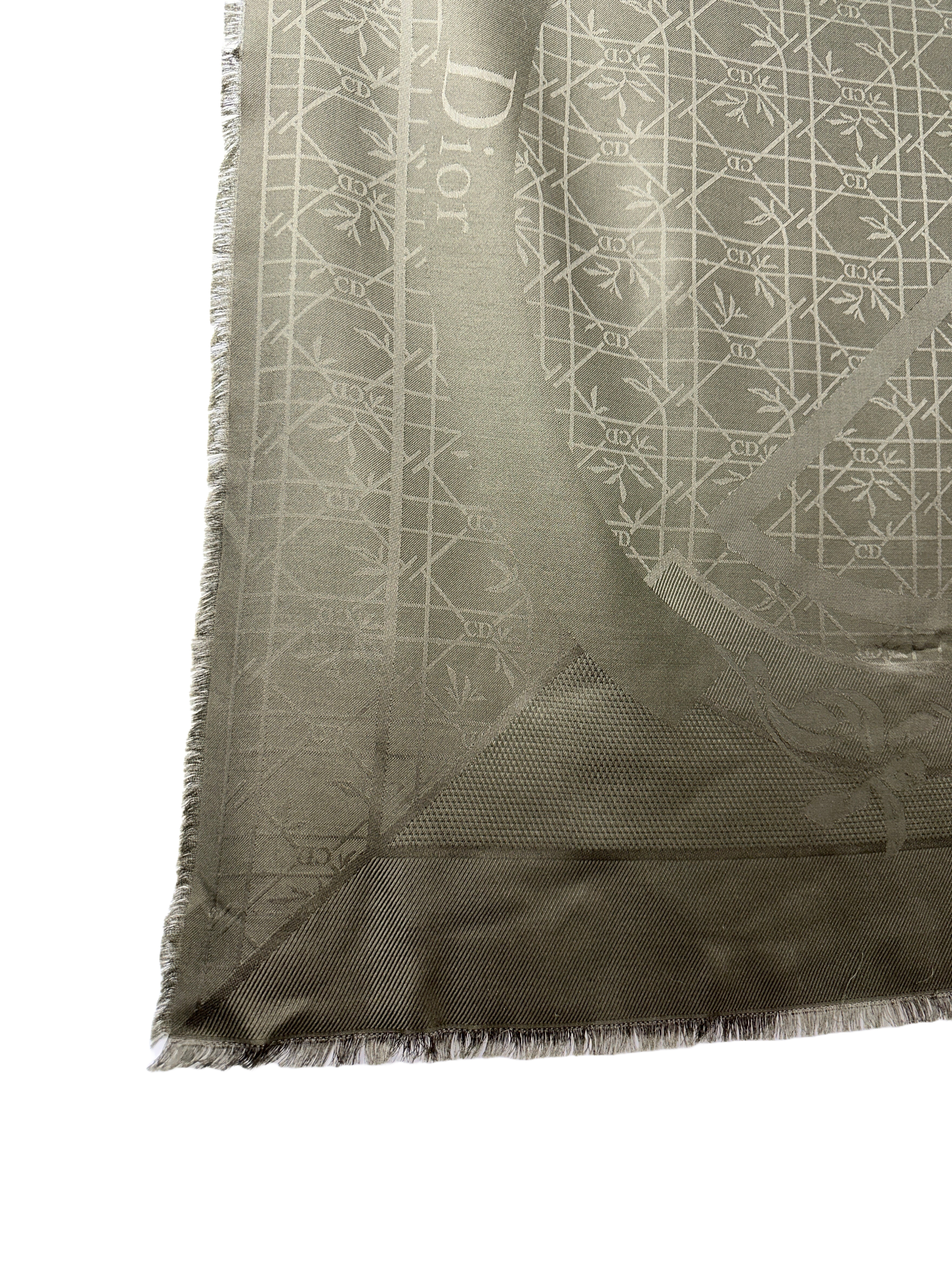 Dior shawl muffler canage silk wool women's kaki