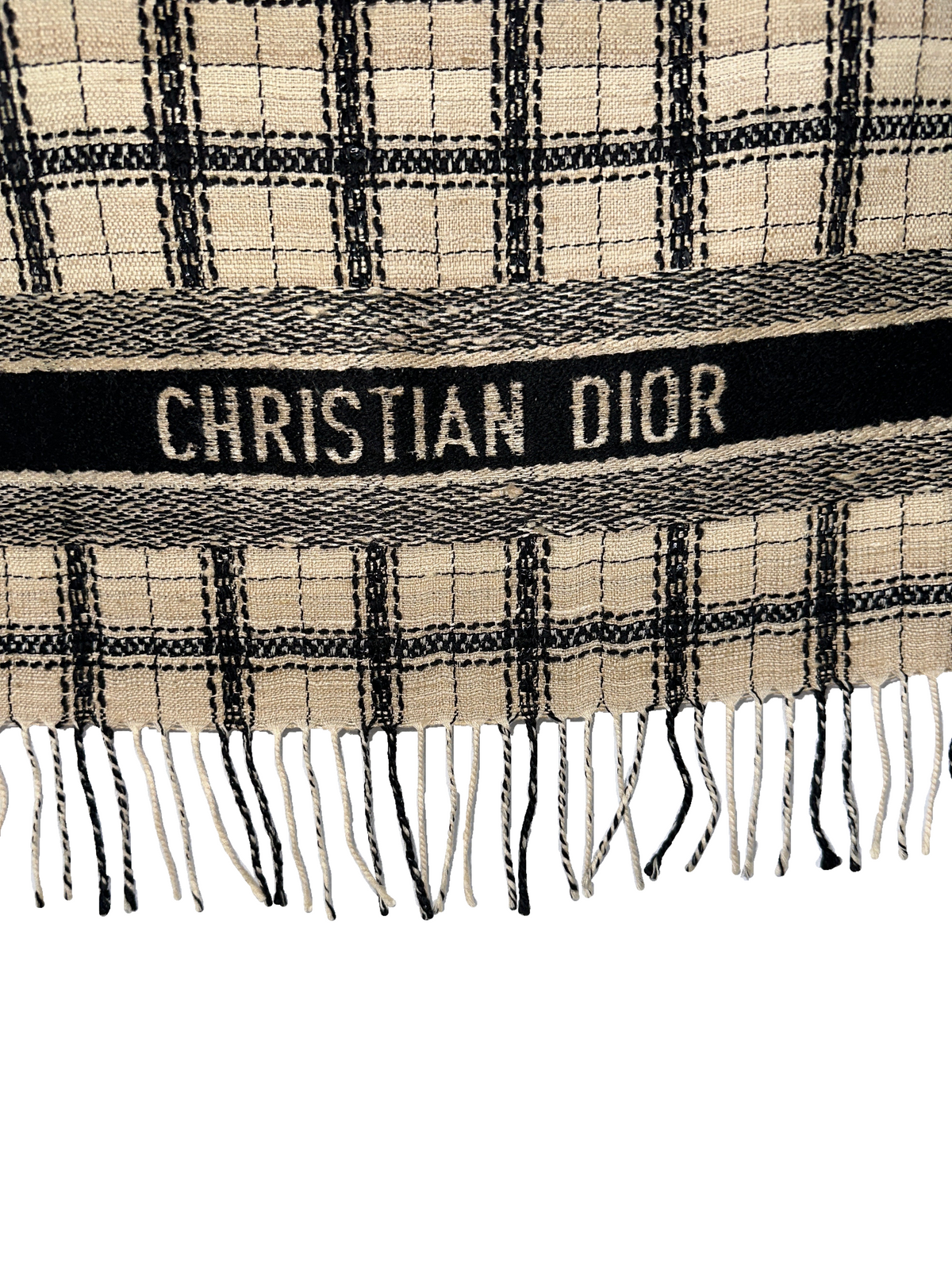 Dior black wool-blend stole