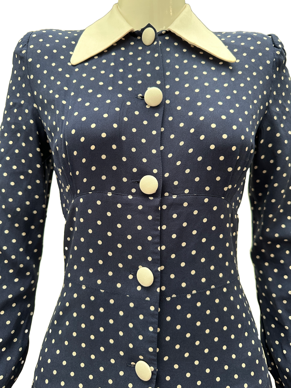 Alessandra Rich blue dress with white polka dots - size 38