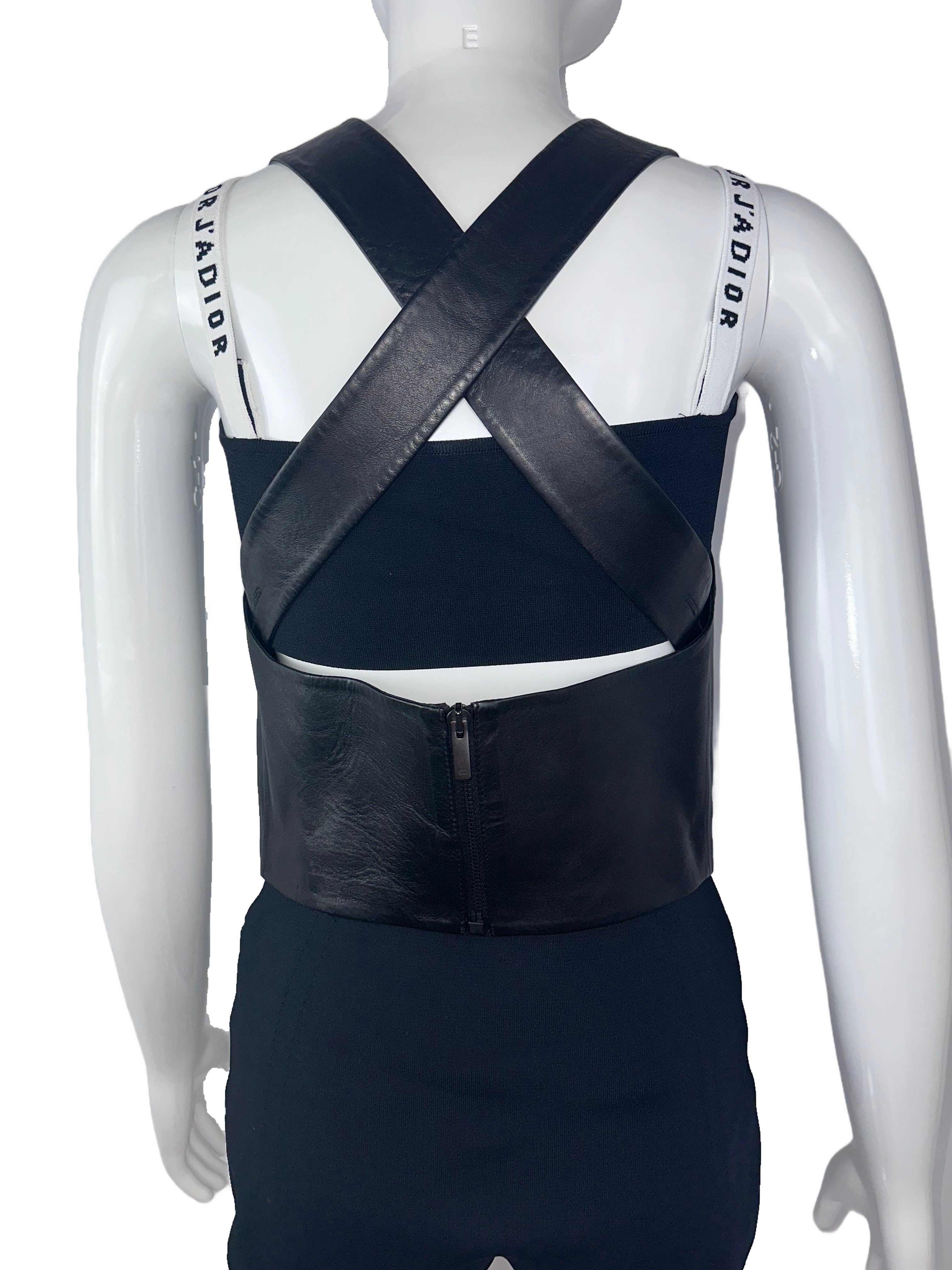 Dior black leather halter top - size 38