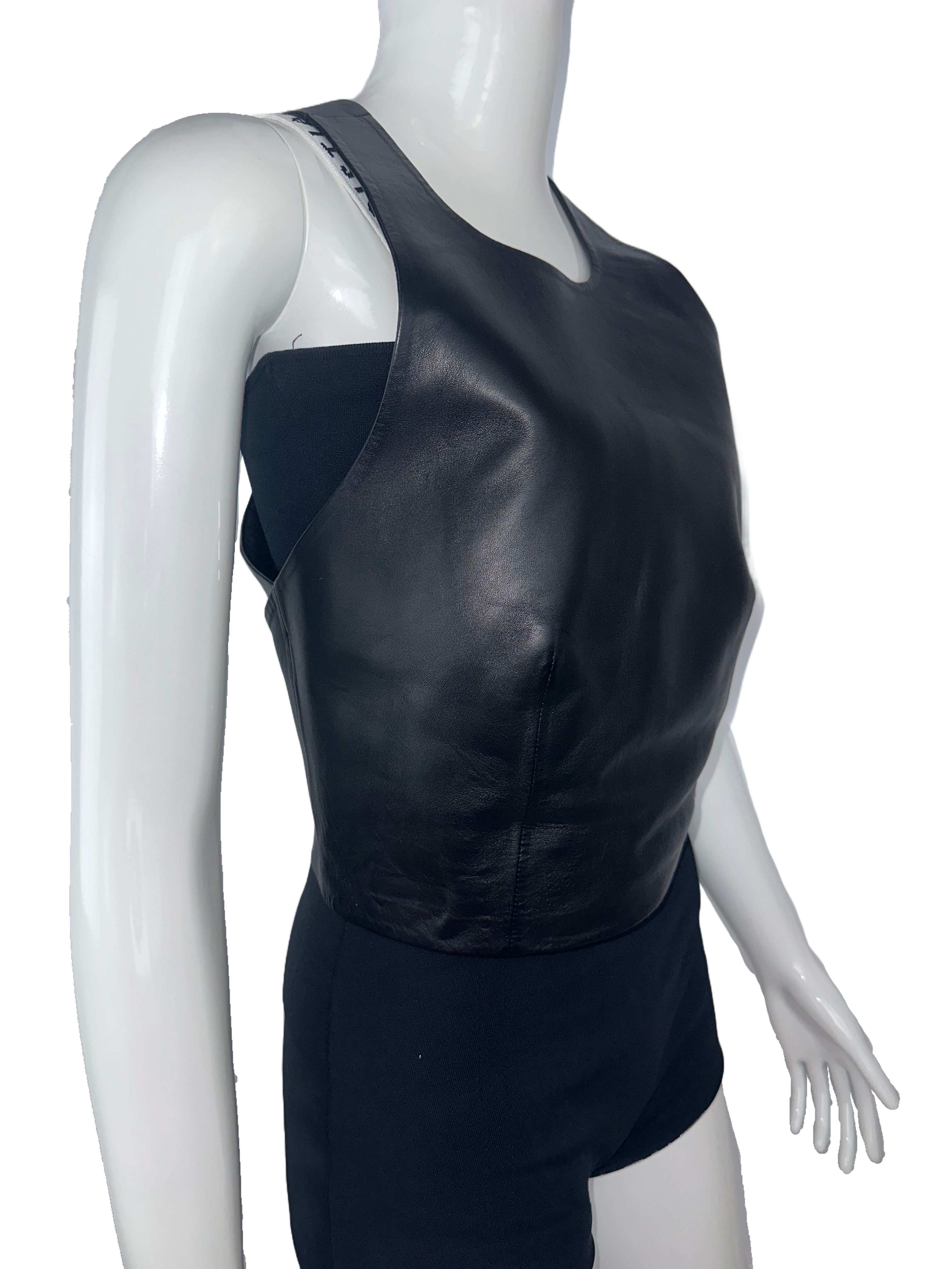 Dior black leather halter top - size 38