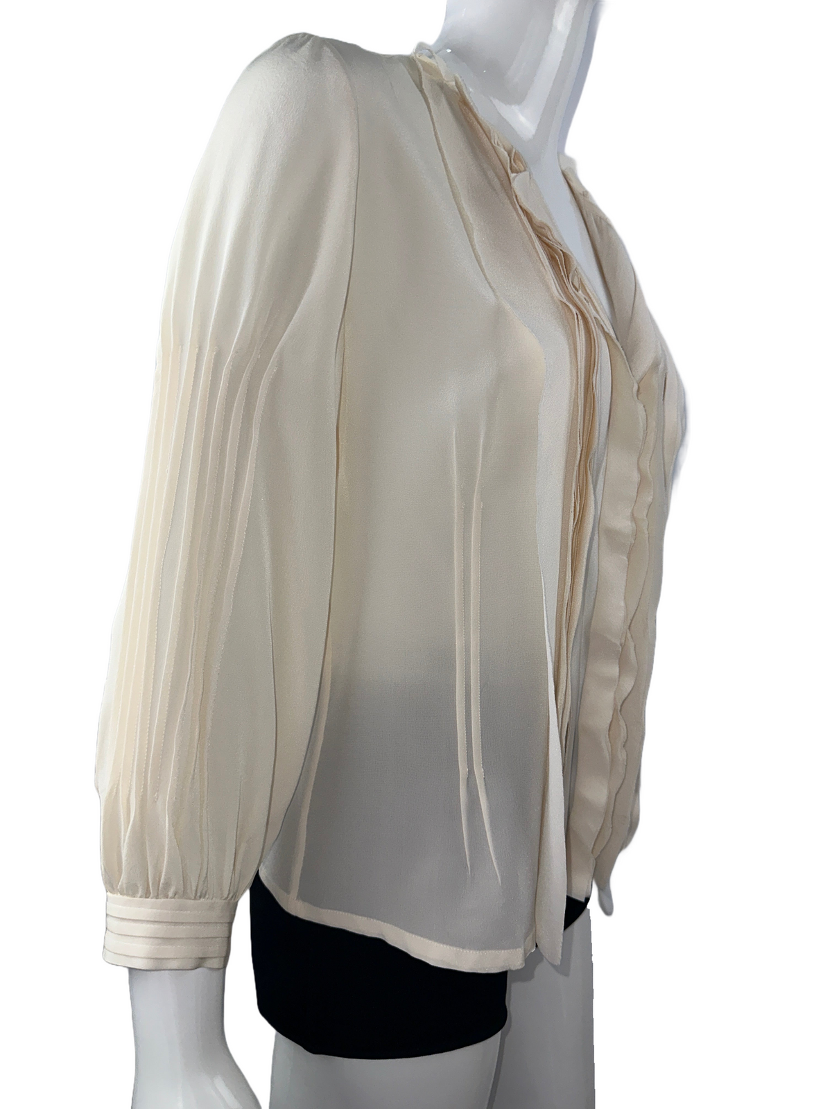 Oscar de la Renta beige silk blouse with vertical pleats - size 38