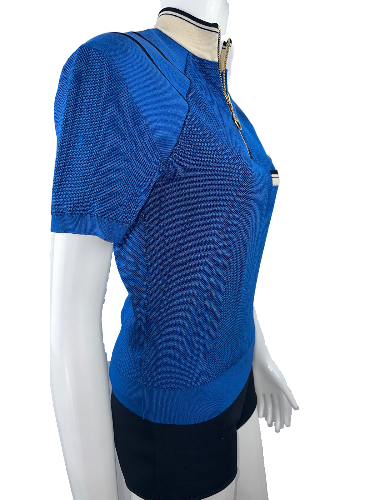 Louis Vuitton blue zip top with brooch - size 36