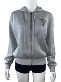 Prada silver hooded zip vest with black logo - size 42