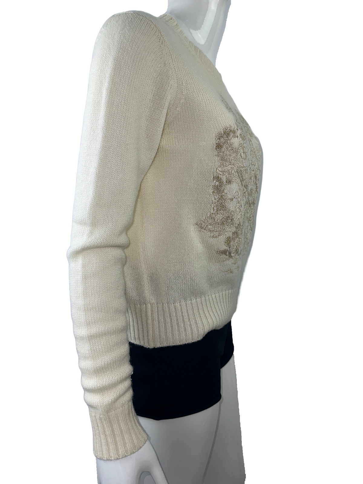 Dior white sweater with gold embroidery - size 38