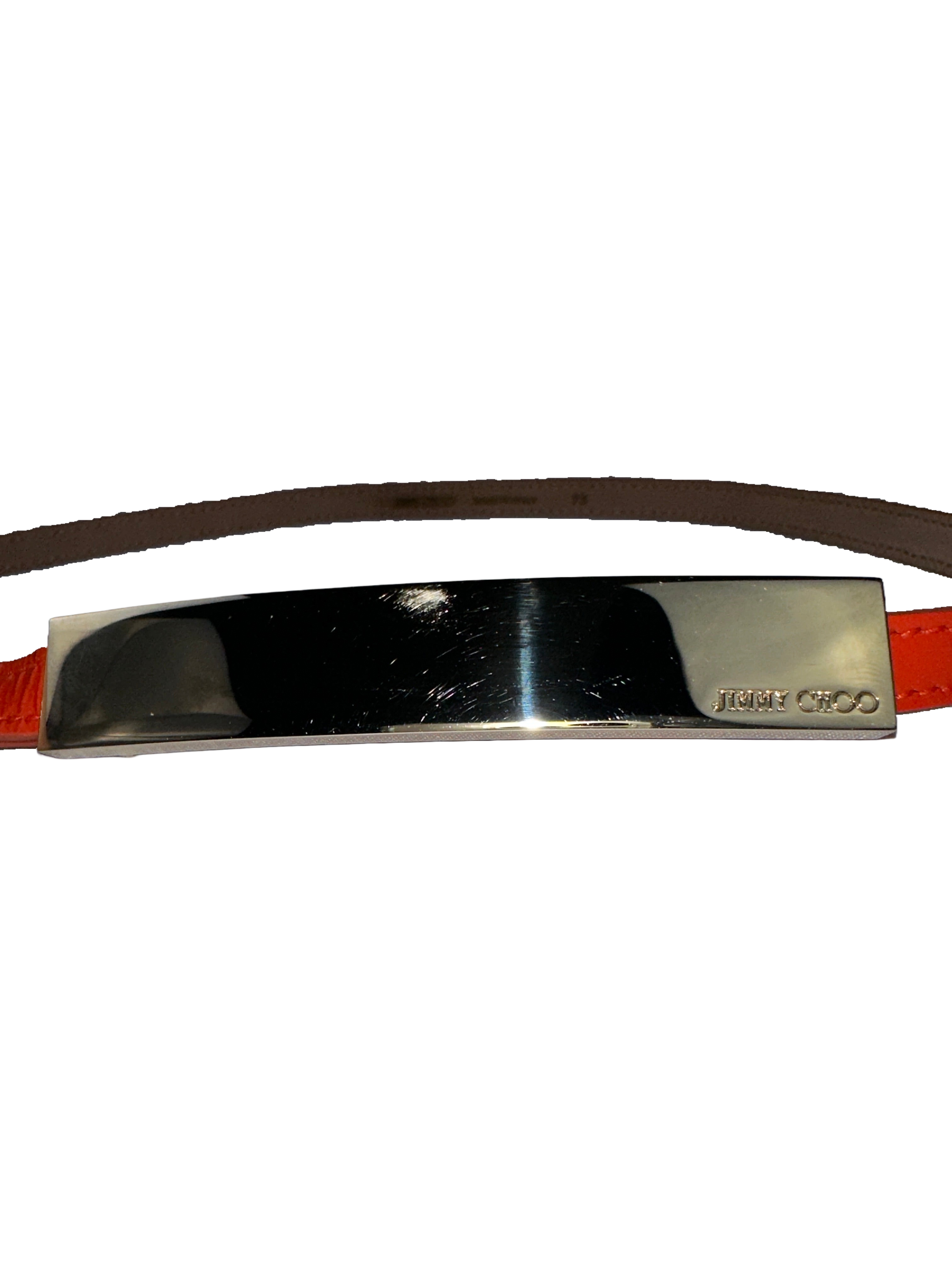 Jimmy Choo slim orange belt with gold buckle