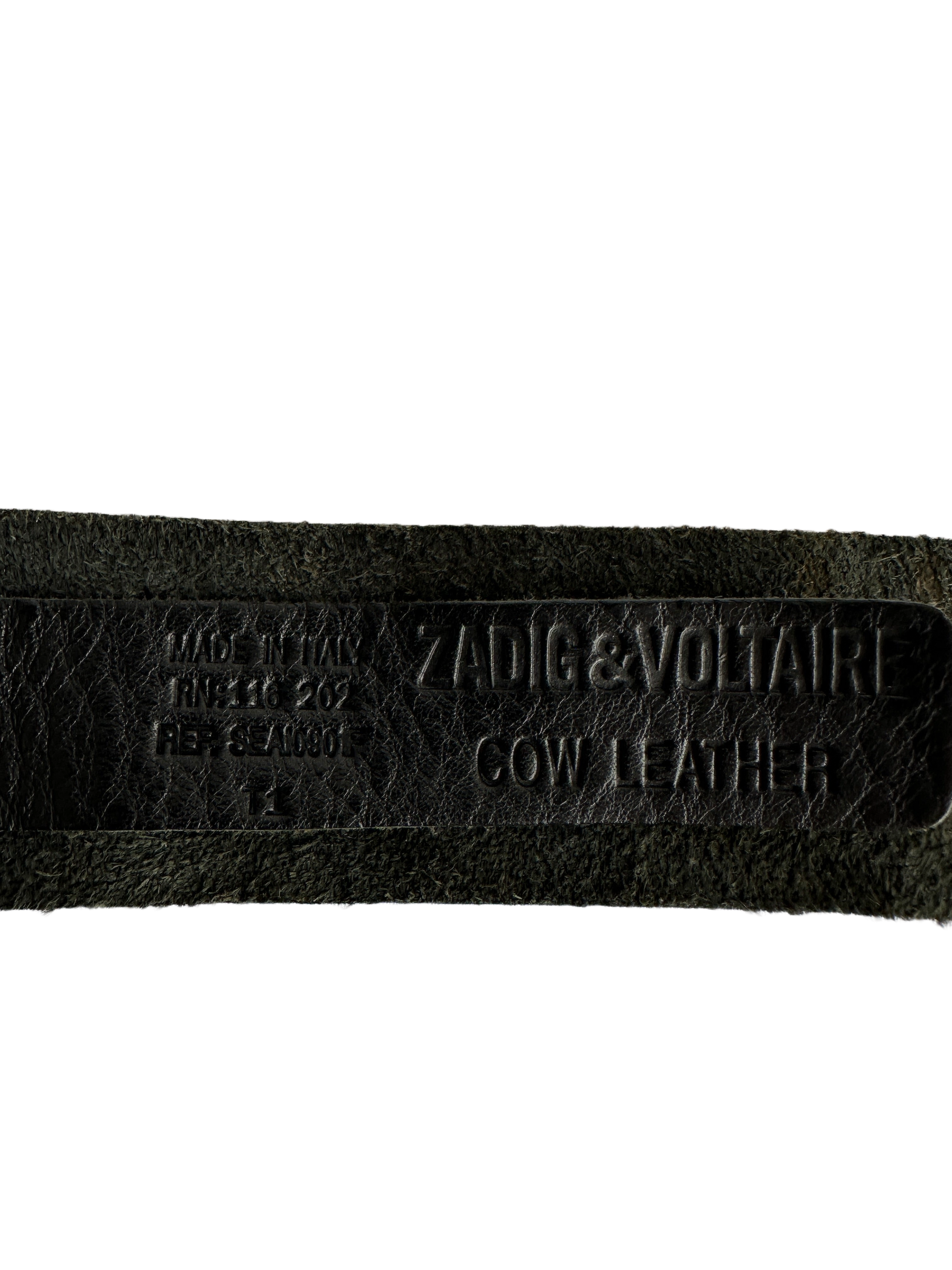 Zadig & Voltaire leather studded belt with circular rivet