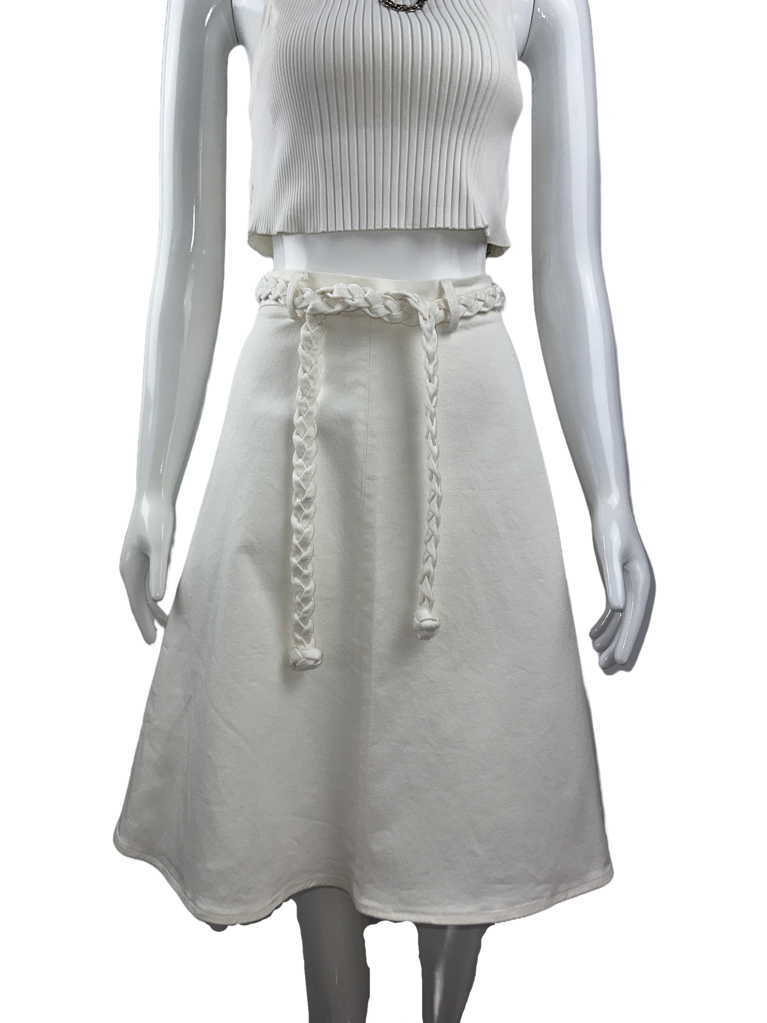 Red Valentino white skirt with braided belt - size 42
