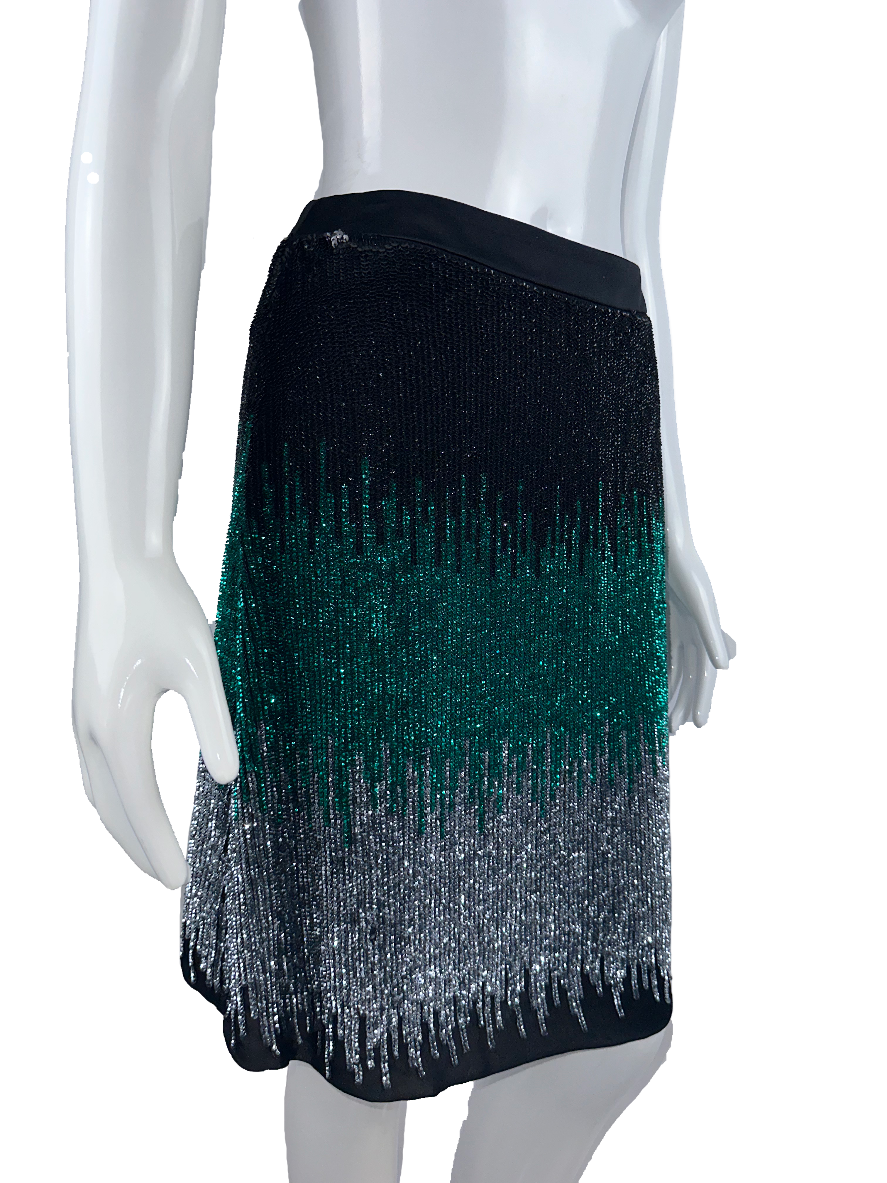 Emporio Armani sequined skirt in black and green - size 38