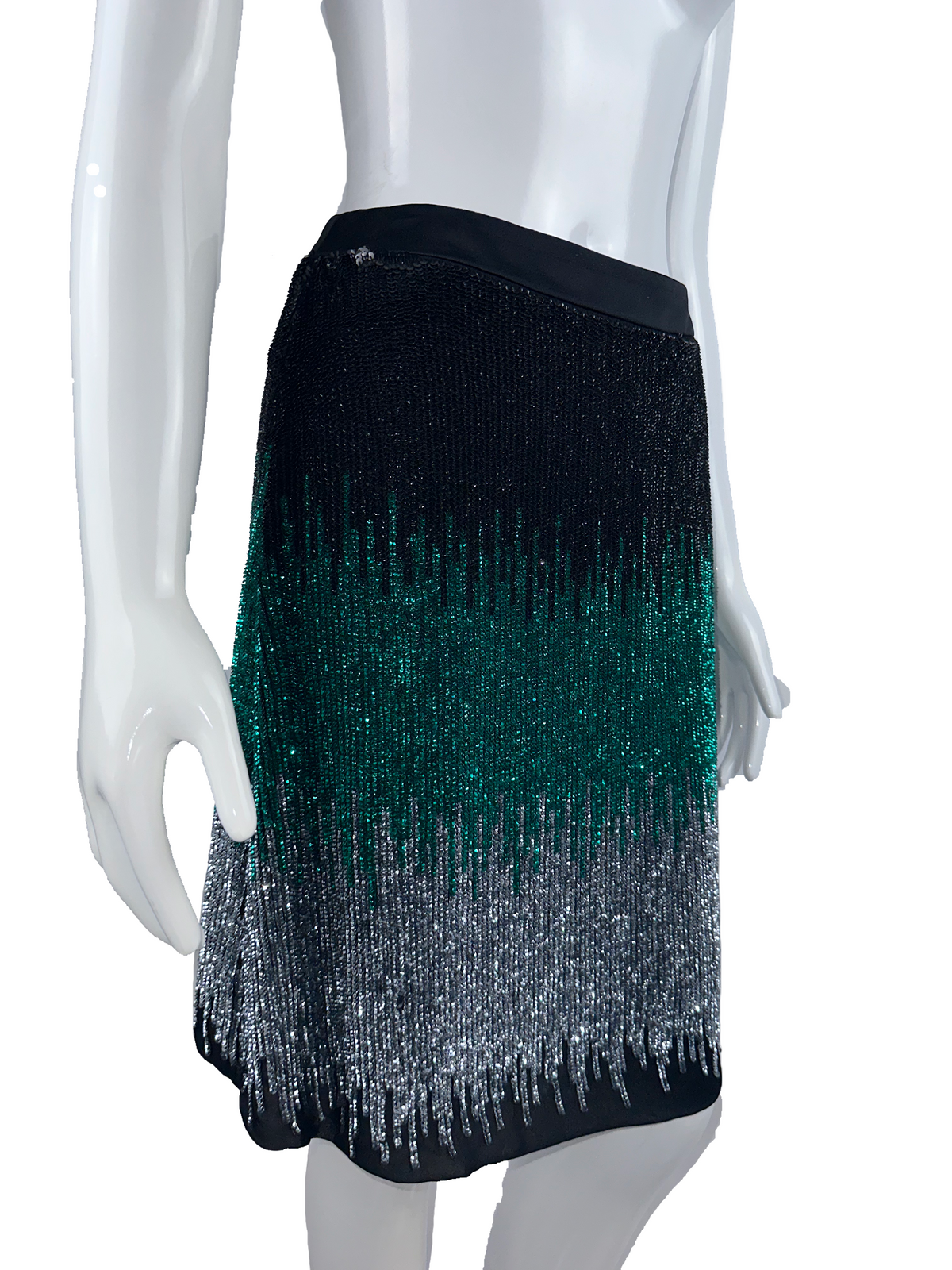 Emporio Armani sequined skirt in black and green - size 38