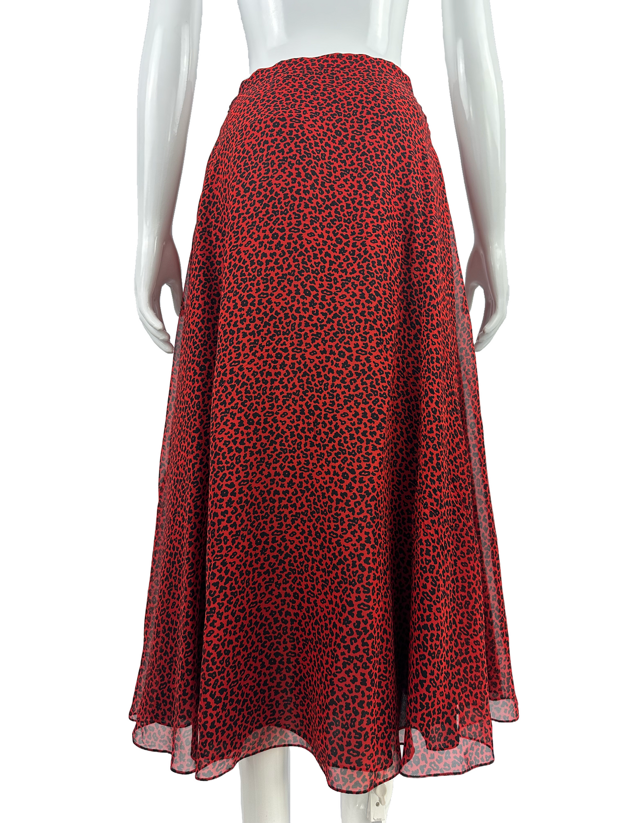 Dior red long skirt with black leopard print - size 36