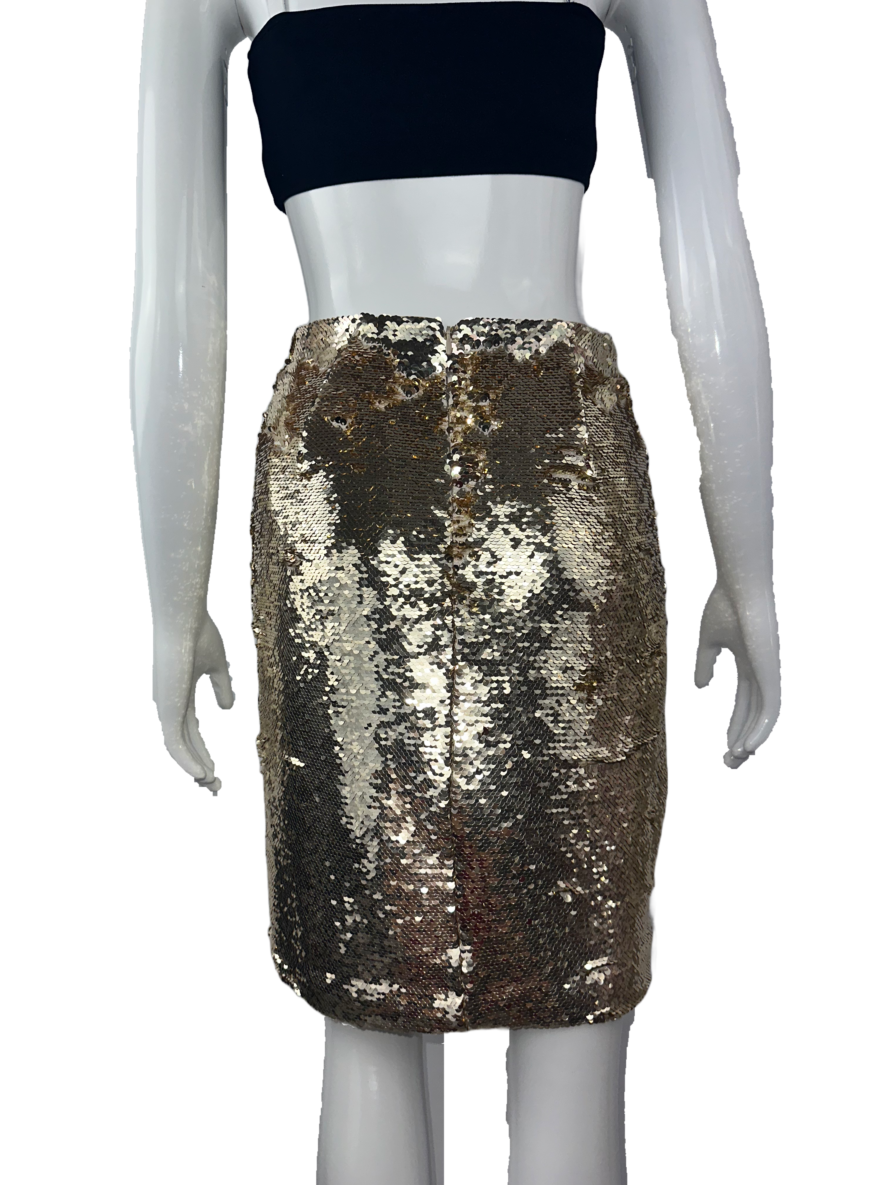 Emporio Armani tight skirt in gold-tone sequin - size 38