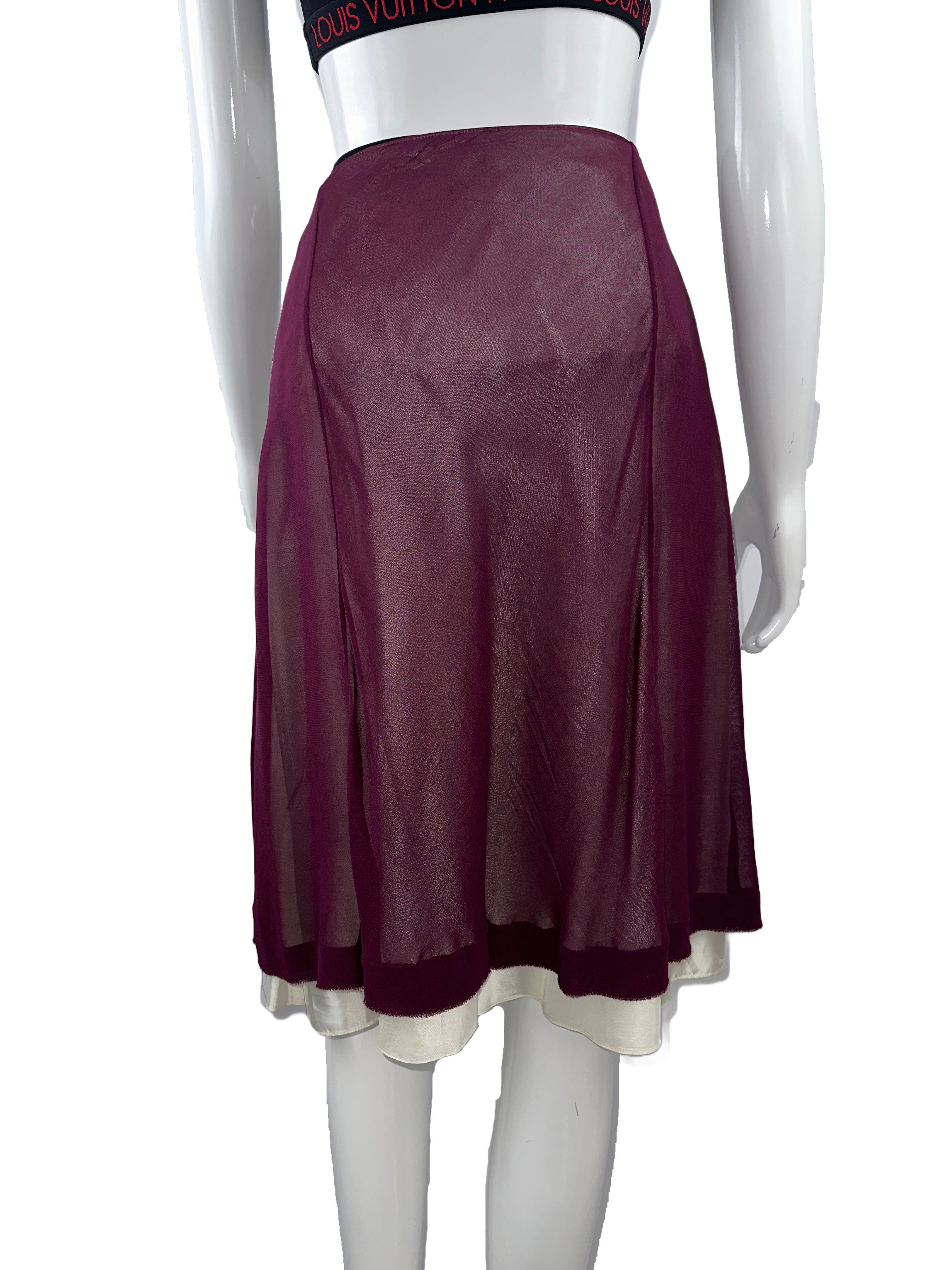 Louis Vuitton Purple chiffon flared skirt with cream lining - size 38