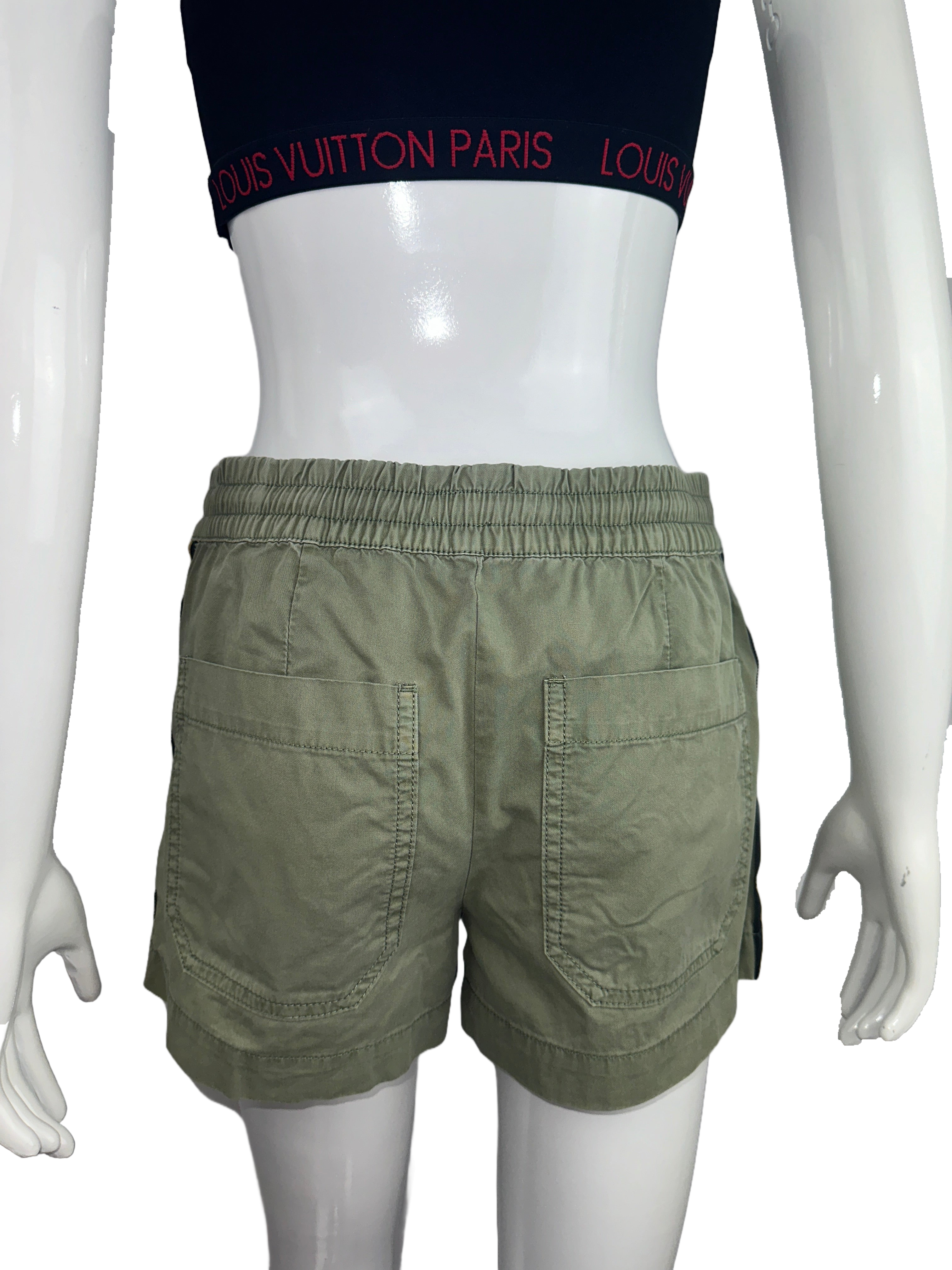 Zadig & Voltaire khaki shorts with black and gold line on side - size 34