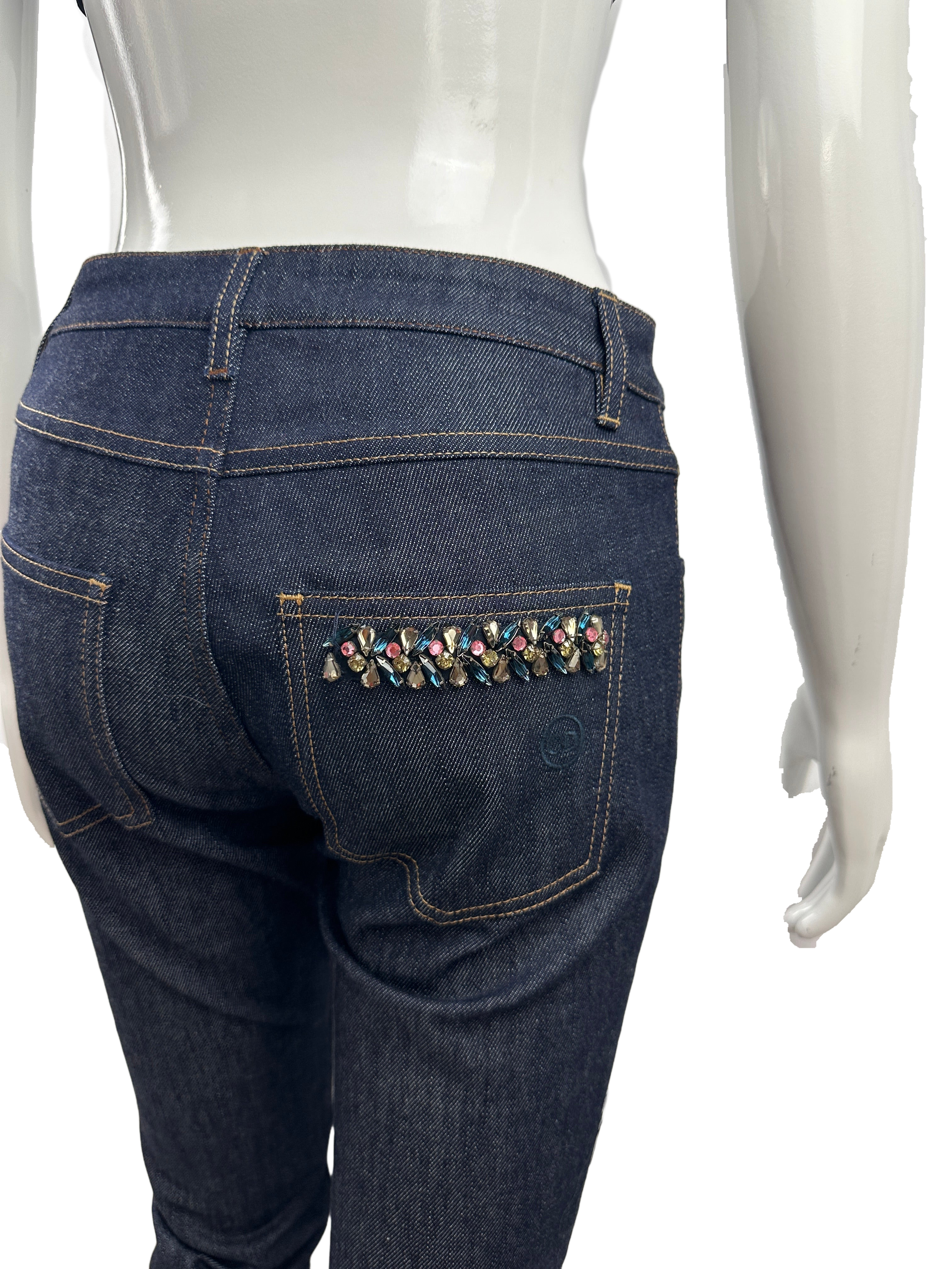 Dior straight-leg denim pants with stone detail on back pocket - size 36