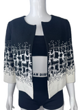 Oscar de la Renta black, white and grey jacket with geometric pattern - size 36