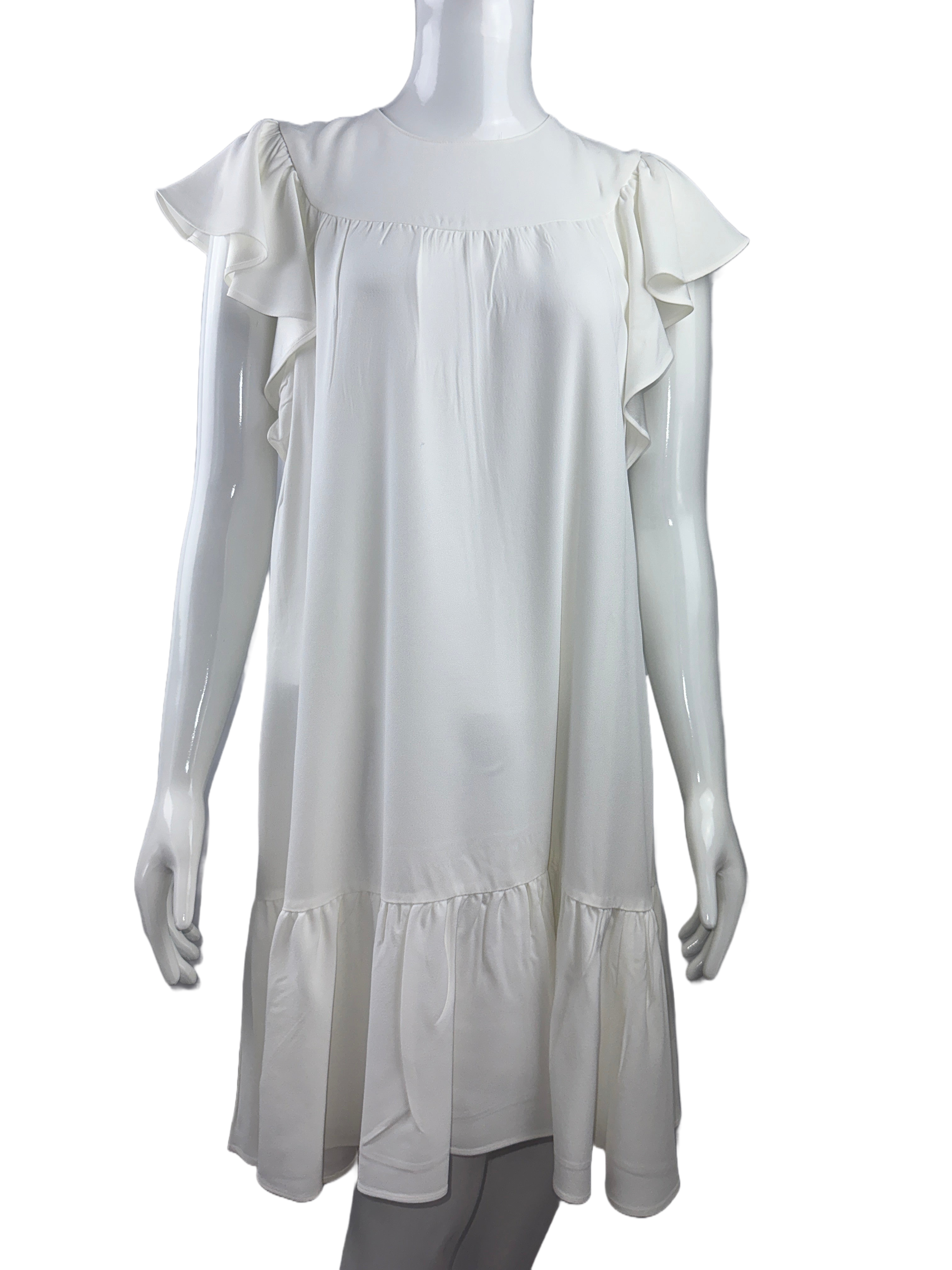 Red Valentino white dress with closed collar and flounced sleeves - size 40