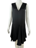 Dior black silk satin V-neck sleeveless flared short dress - size 36