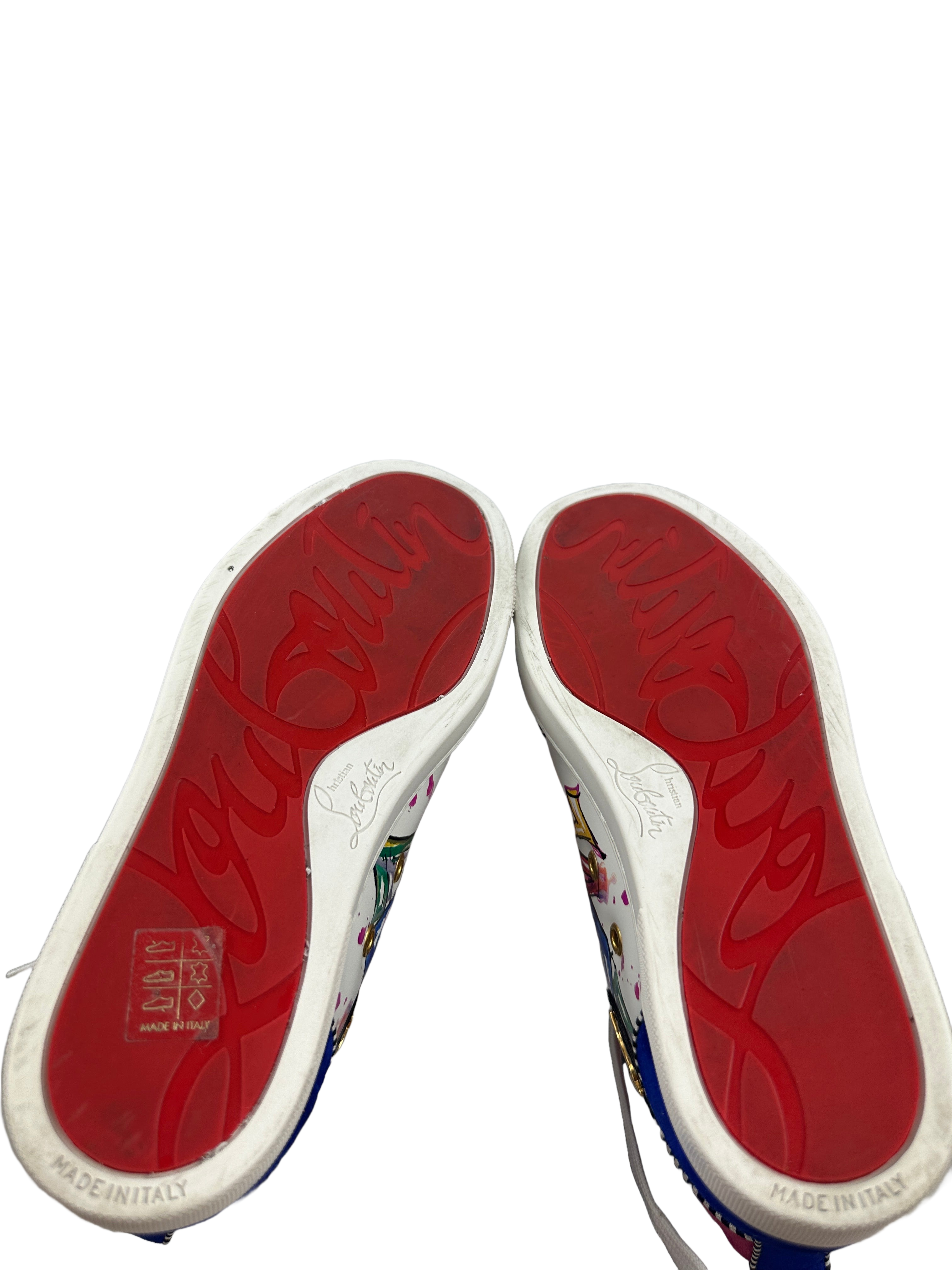 Louboutin multicolor leather & suede LOVE high sneakers - size 36