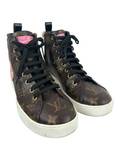 Louis Vuitton calfskin monogram world tour high sneaker - size 36