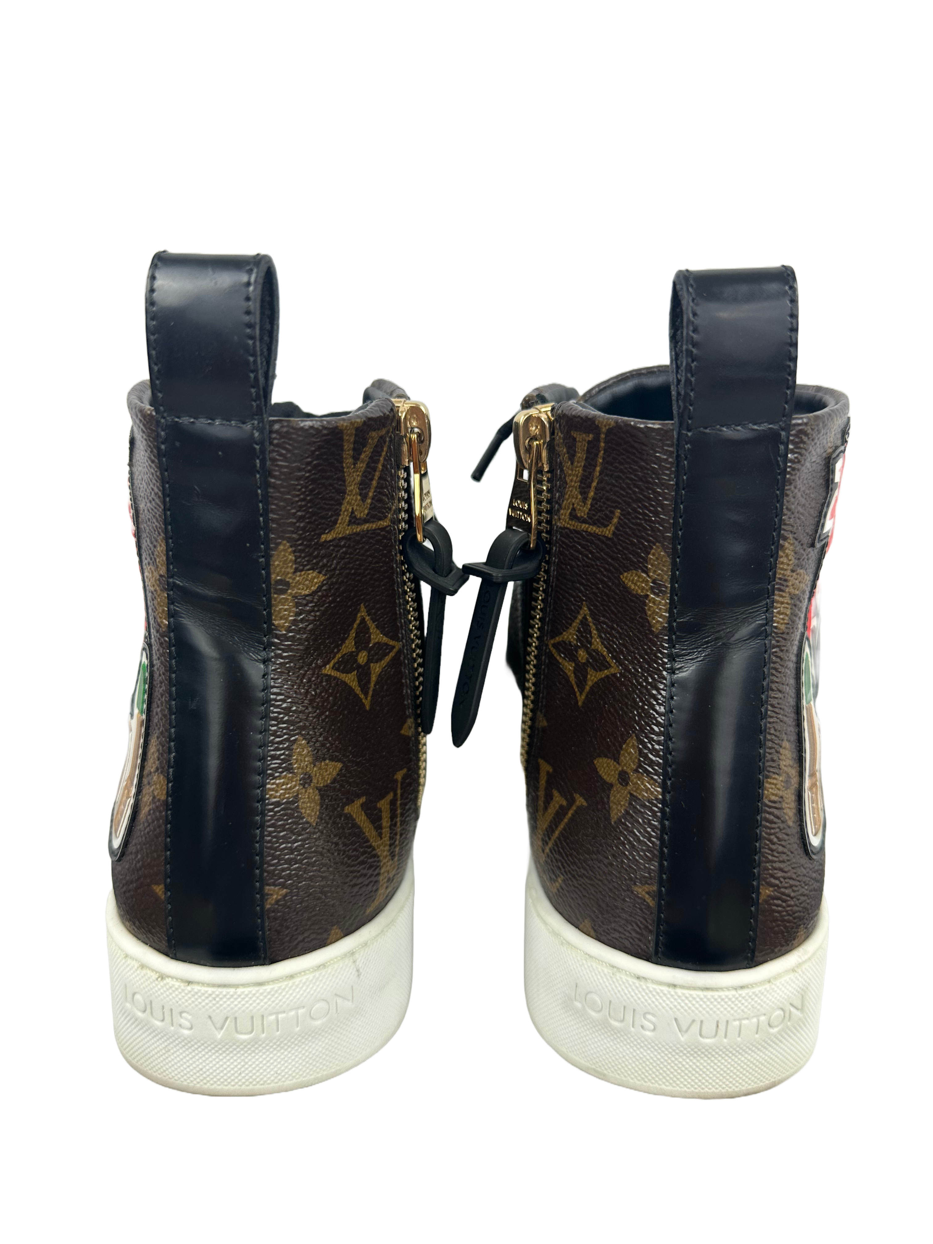 Louis Vuitton calfskin monogram world tour high sneaker - size 36