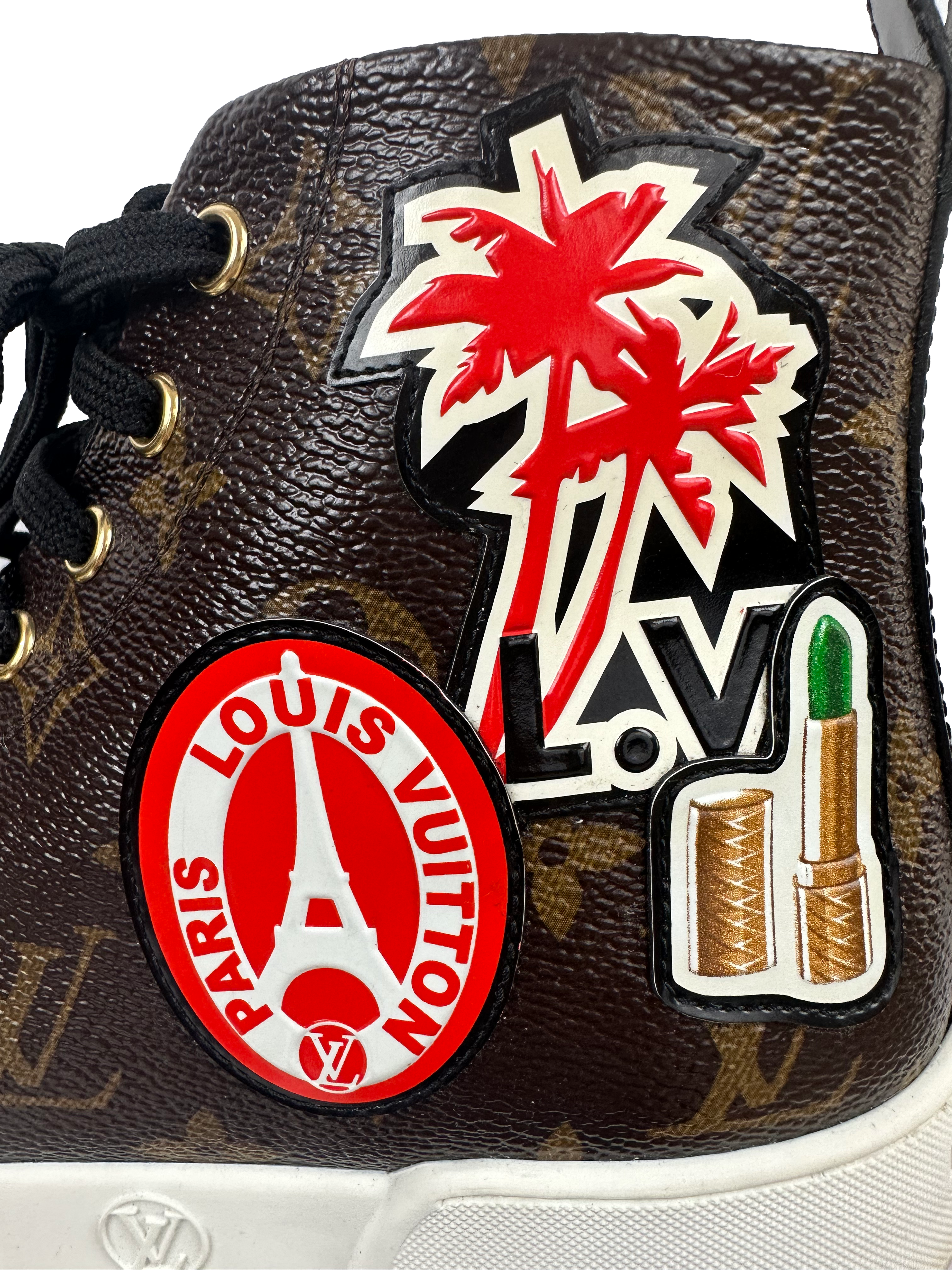 Louis Vuitton calfskin monogram world tour high sneaker - size 36