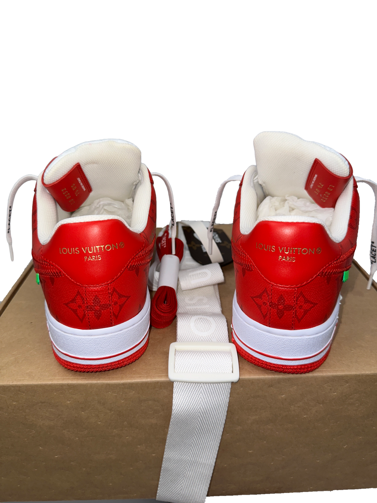 Louis Vuitton X Nike Air Force 1 Comet Red - size 7.5US