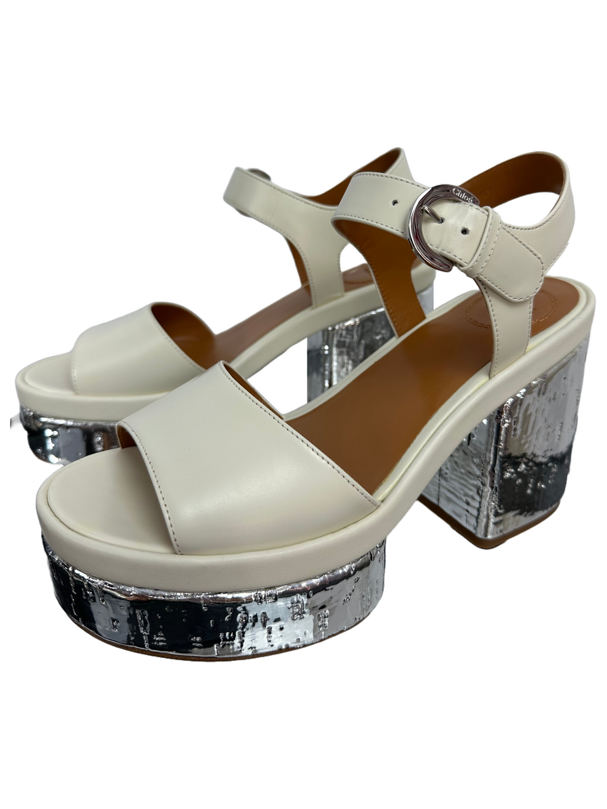 Chloé White sandals with silver sole - size 36