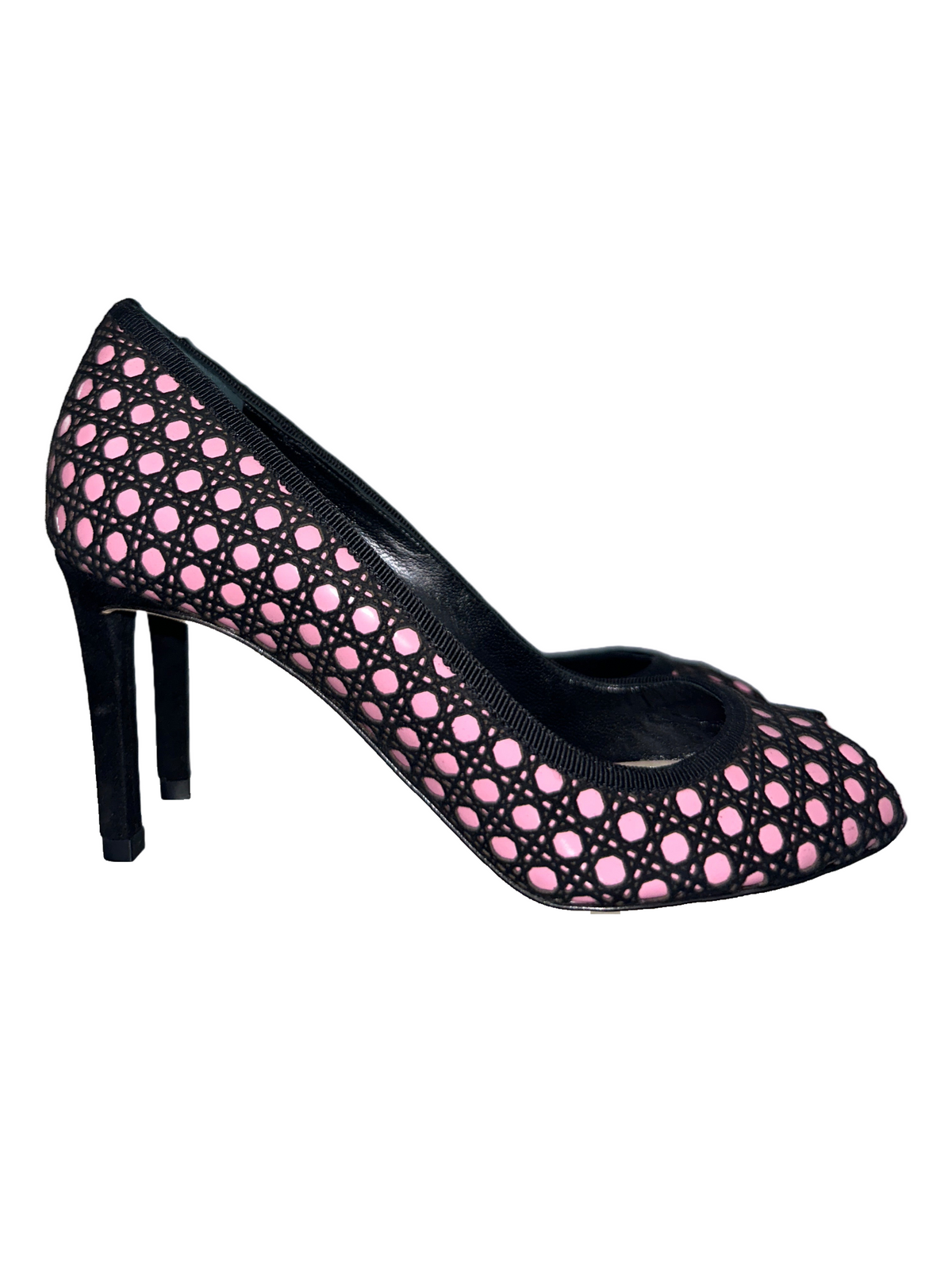 Dior black & pink suede & satin cannage pumps - size 36