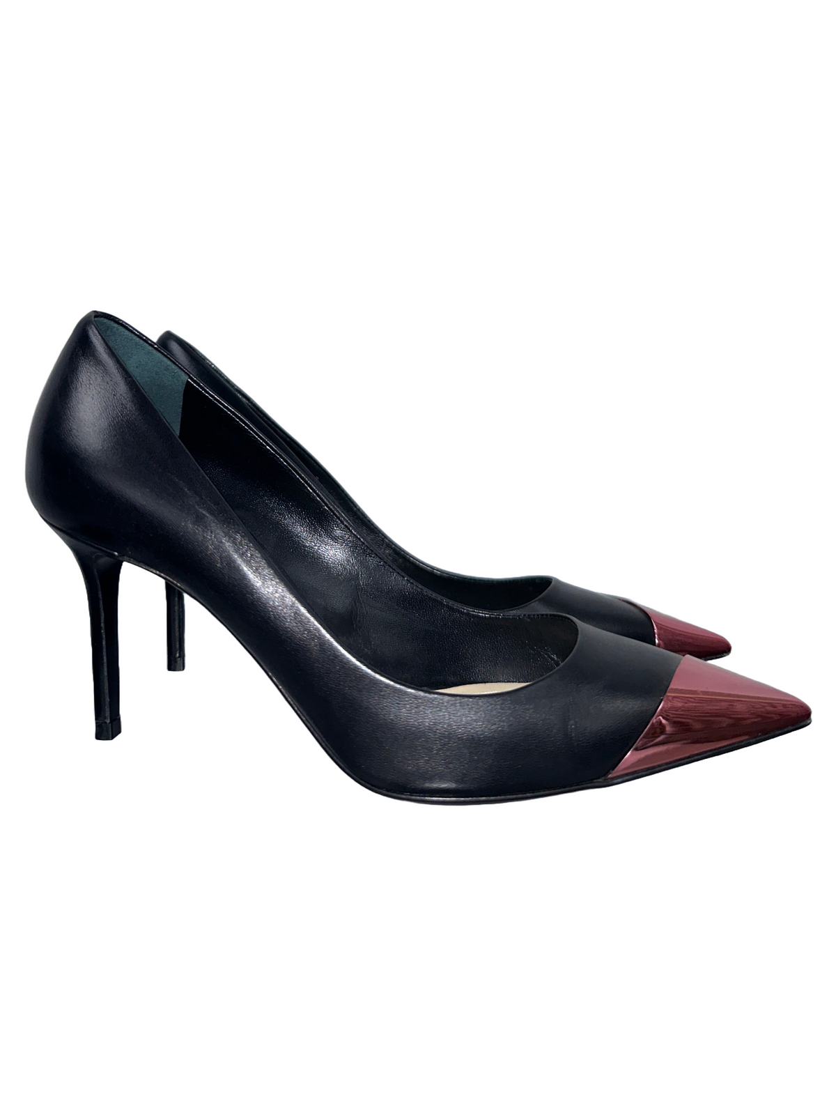 Dior black leather pump with metallic pink toe - size 36