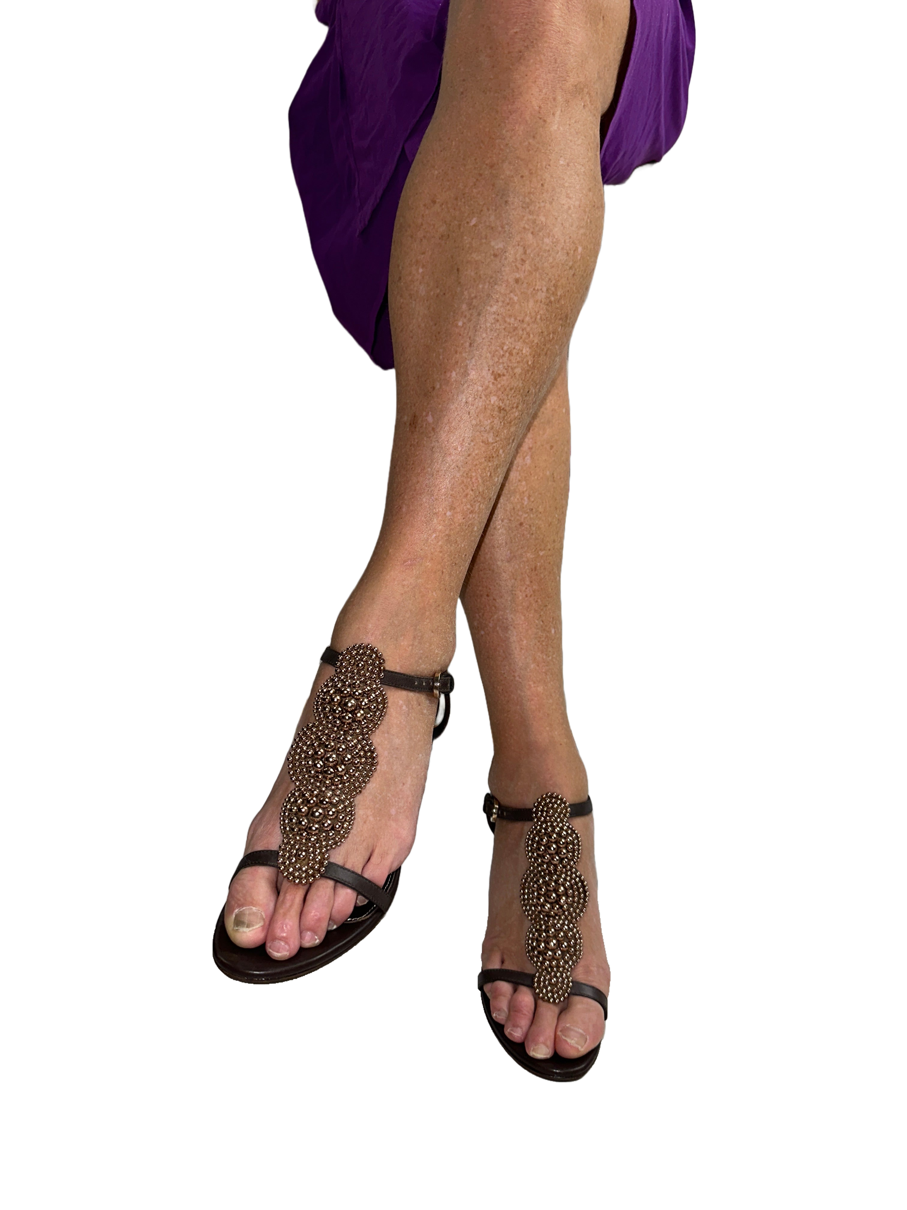 Sergio Rossi open heel with bronze detail - size 36