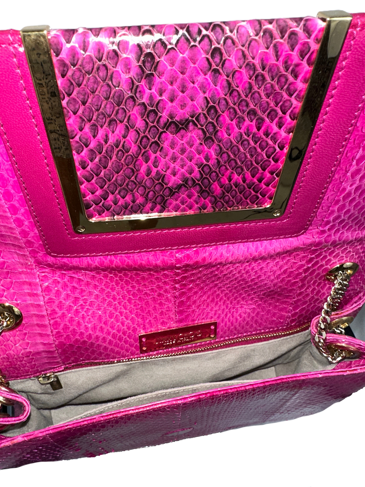 Jimmy Choo pink snakeskin and leather trim Alba shoulder bag