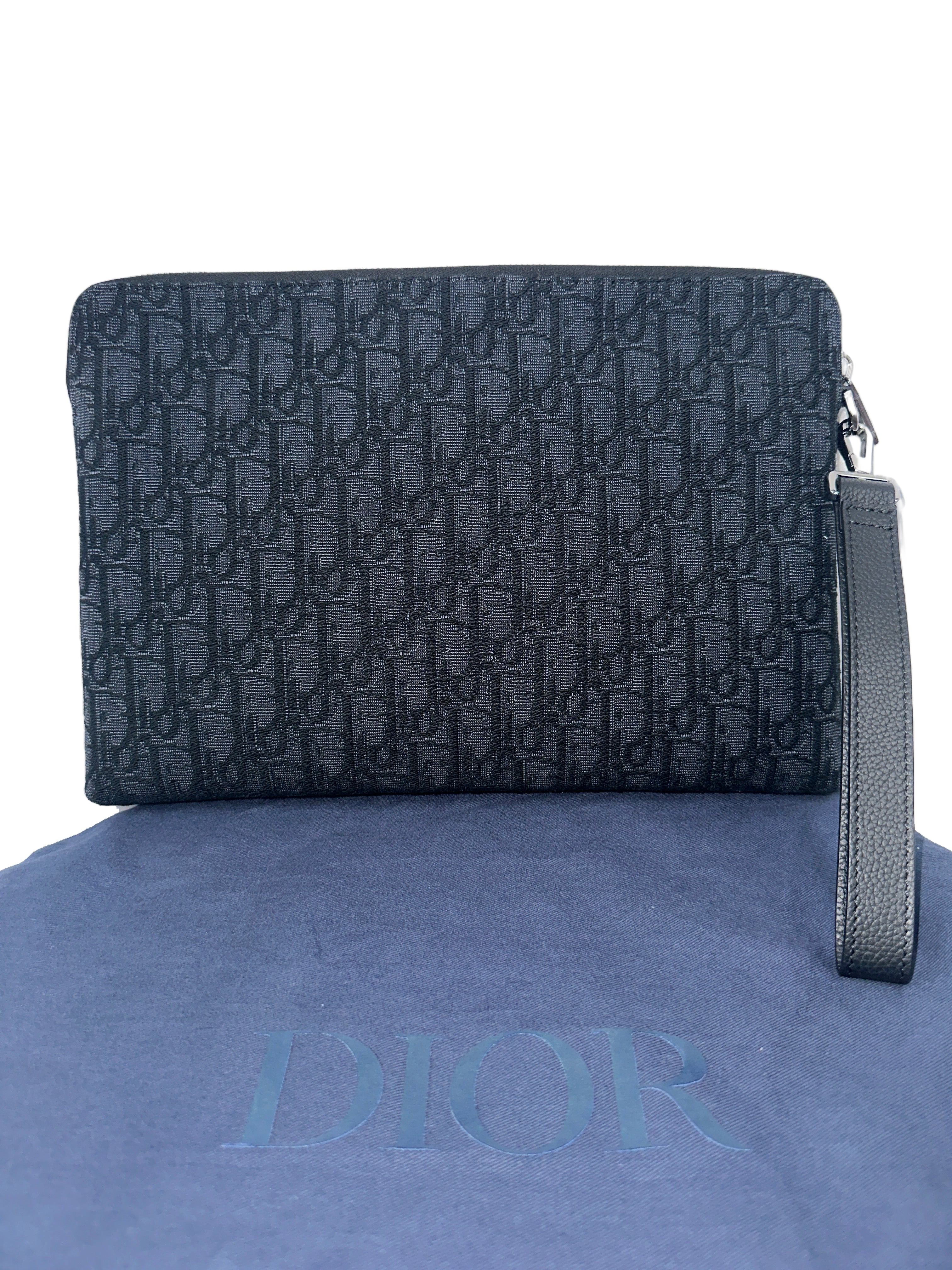 Dior Oblique Jacquard Triangle Case in Black
