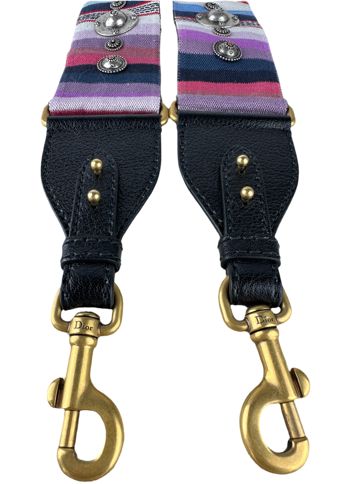 Dior shoulder strap embroidered leather/canvas/metal multicolor