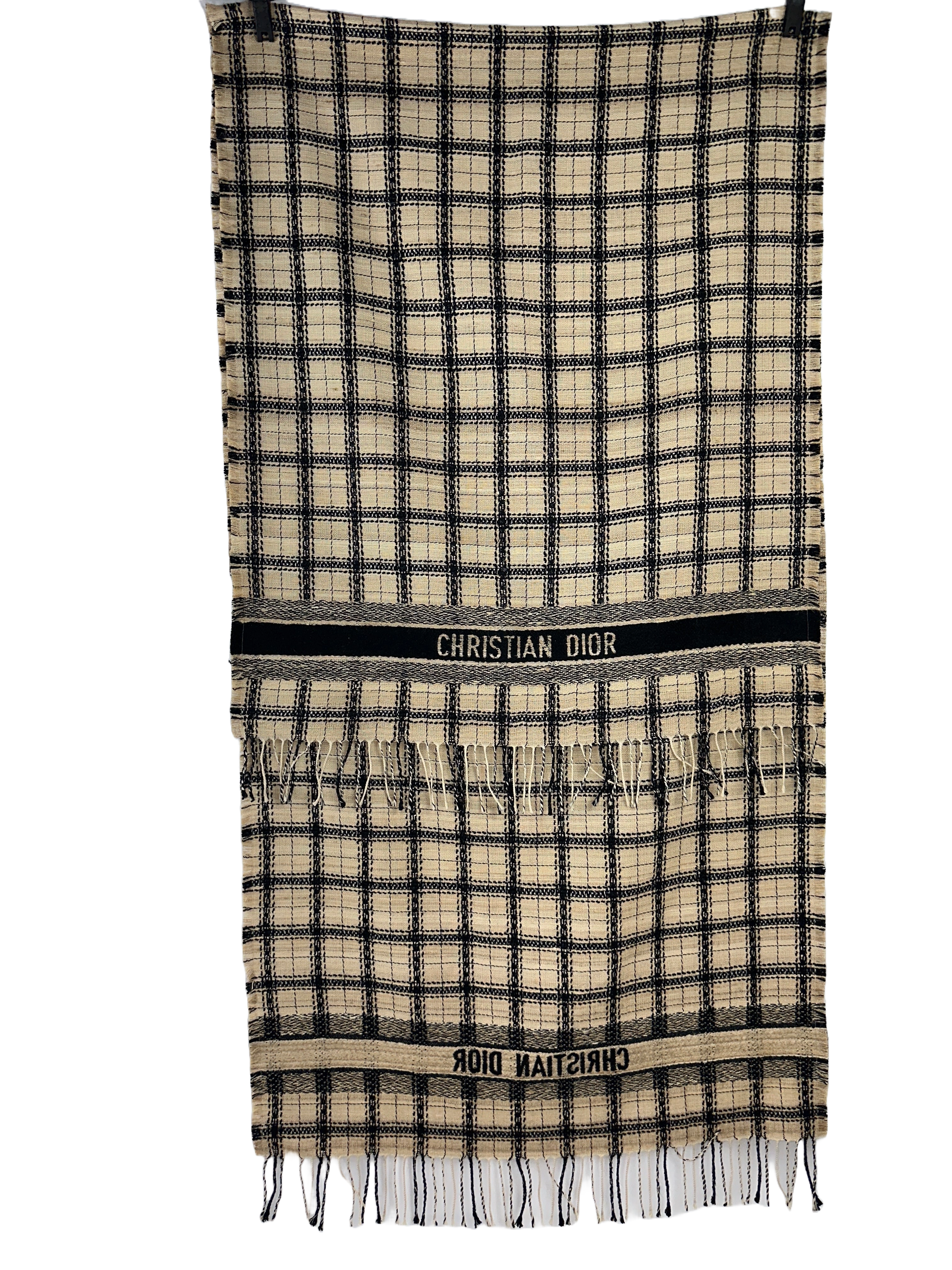 Dior black wool-blend stole