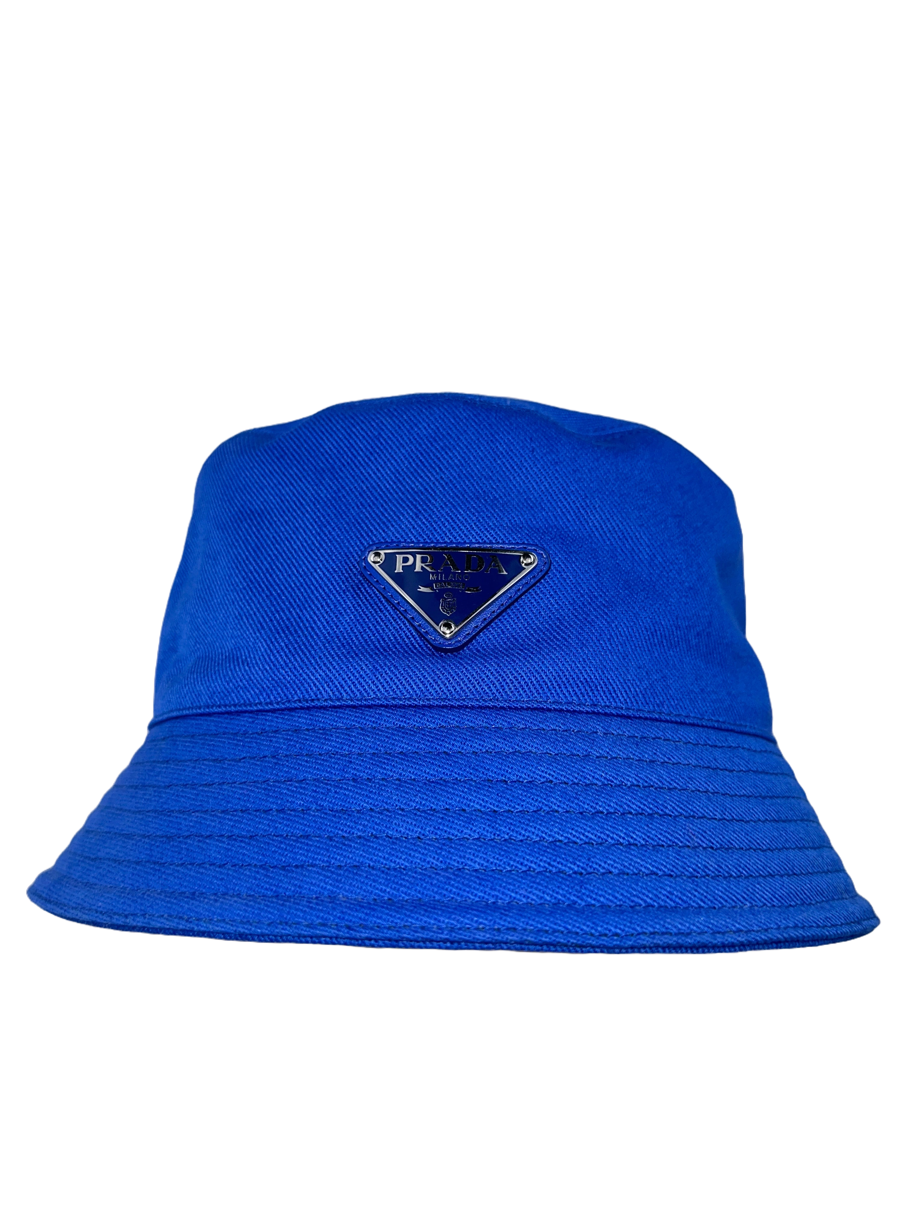 Prada blue logo plaque bucket hat - 59 cm