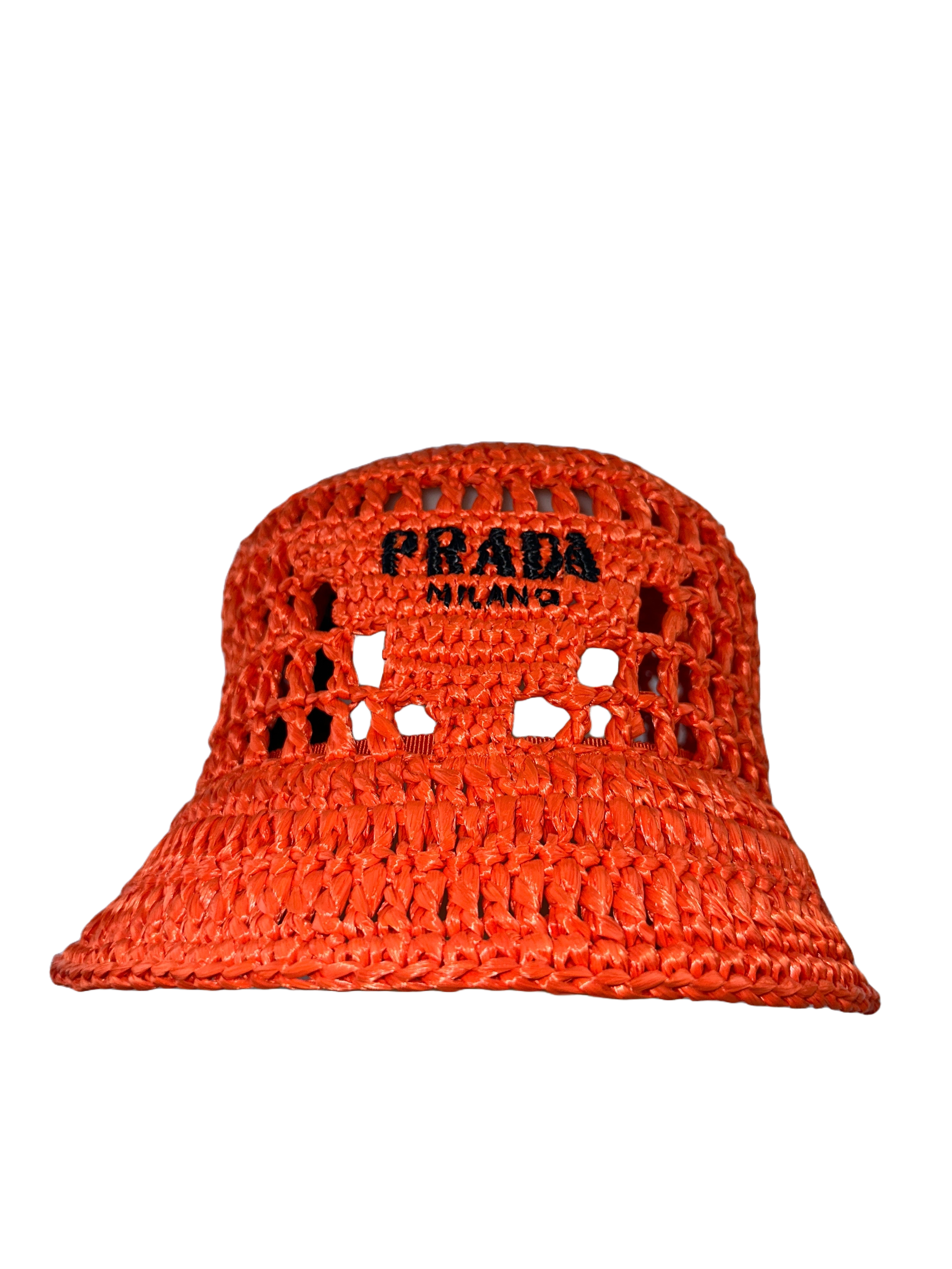 Prada woven fabric bucket hat orange - 59 cm