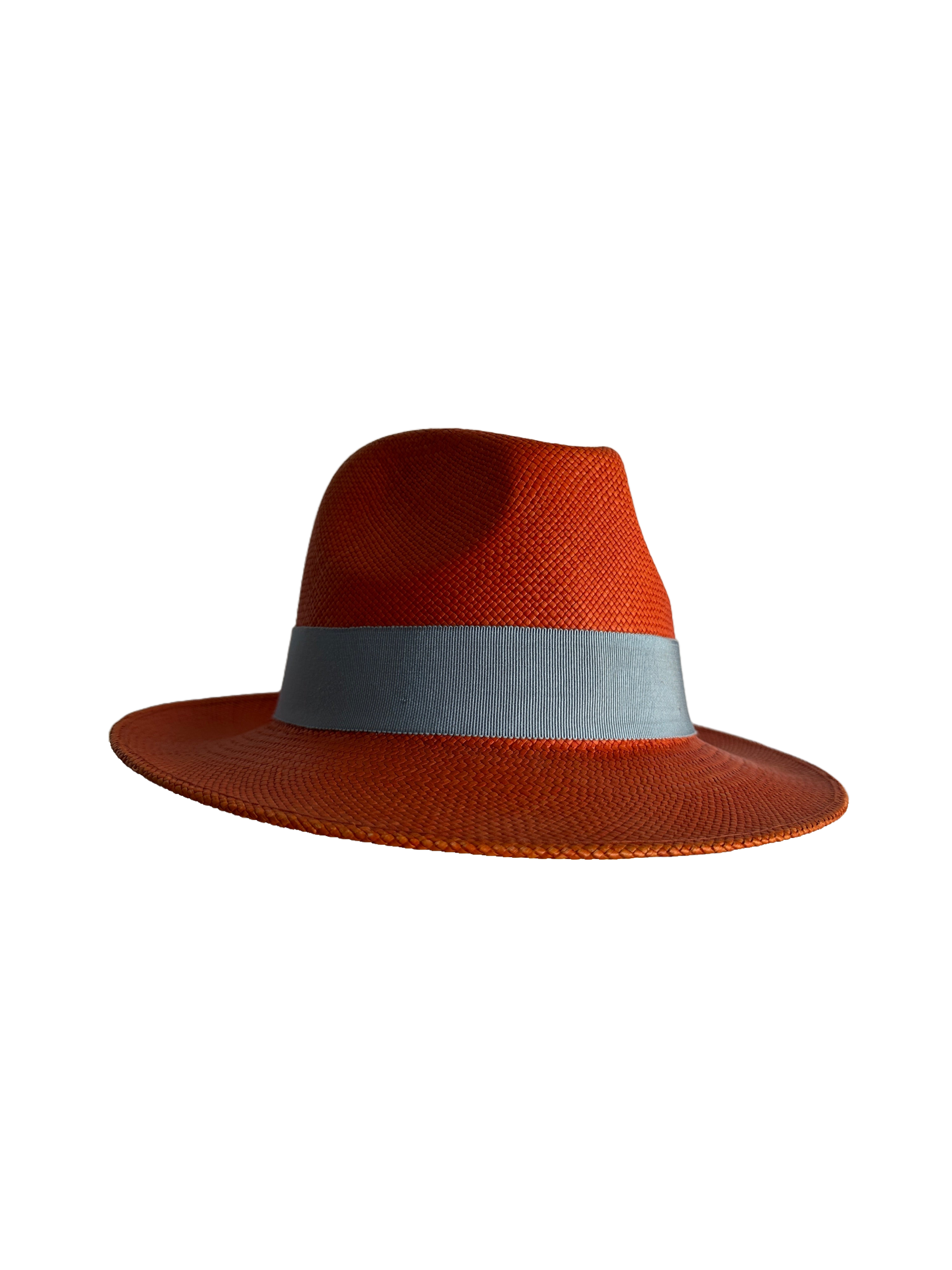La cerise sur le chapeau orange panama with blue ribbon - size 58