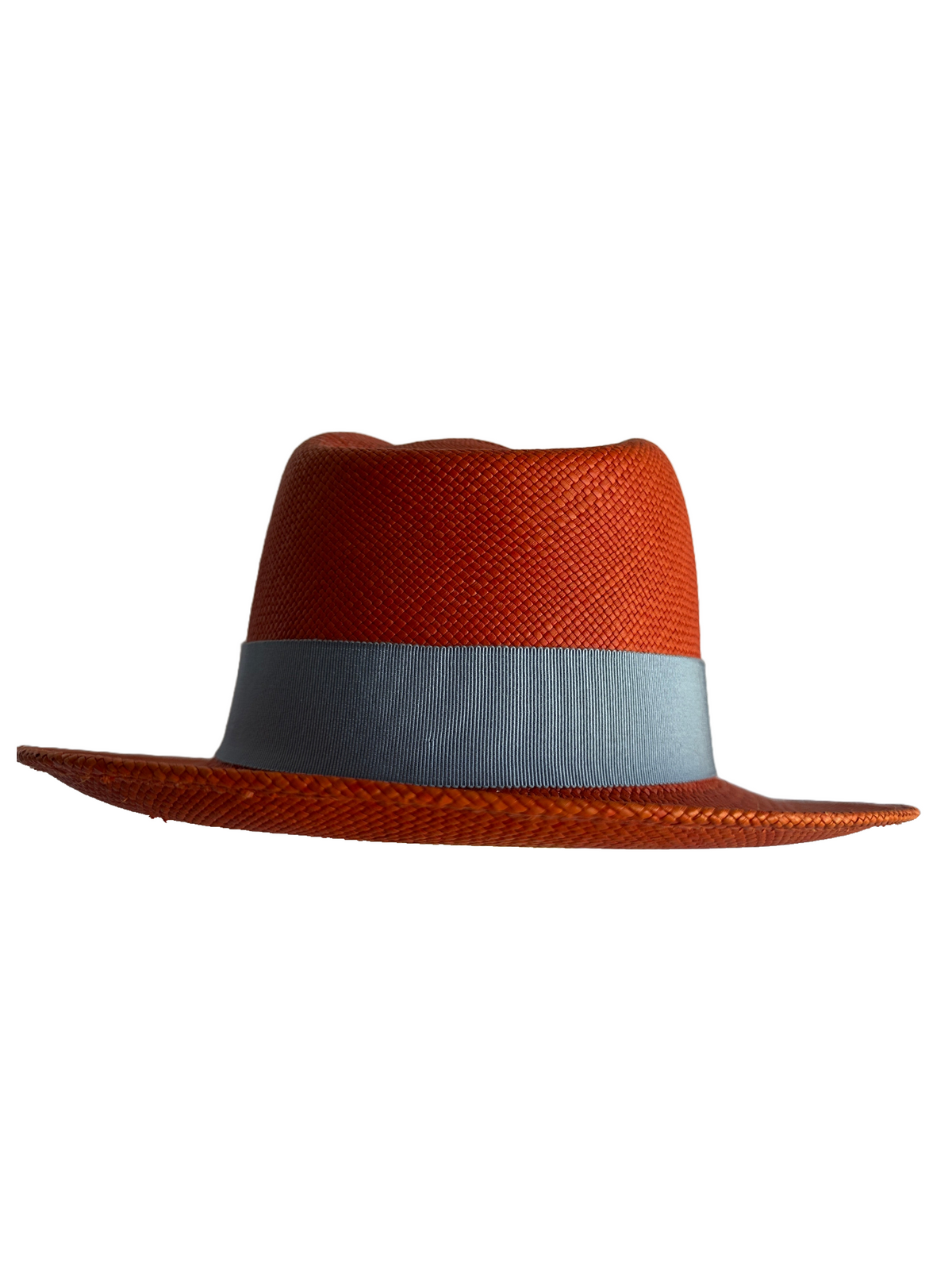 La cerise sur le chapeau orange panama with blue ribbon - size 58