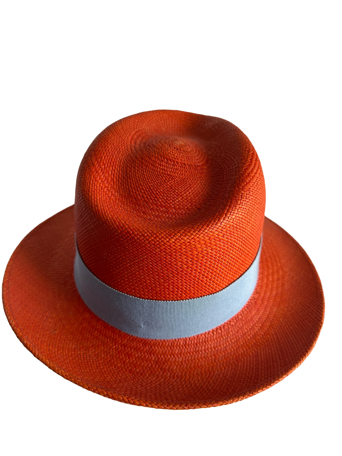 La cerise sur le chapeau orange panama with blue ribbon - size 58