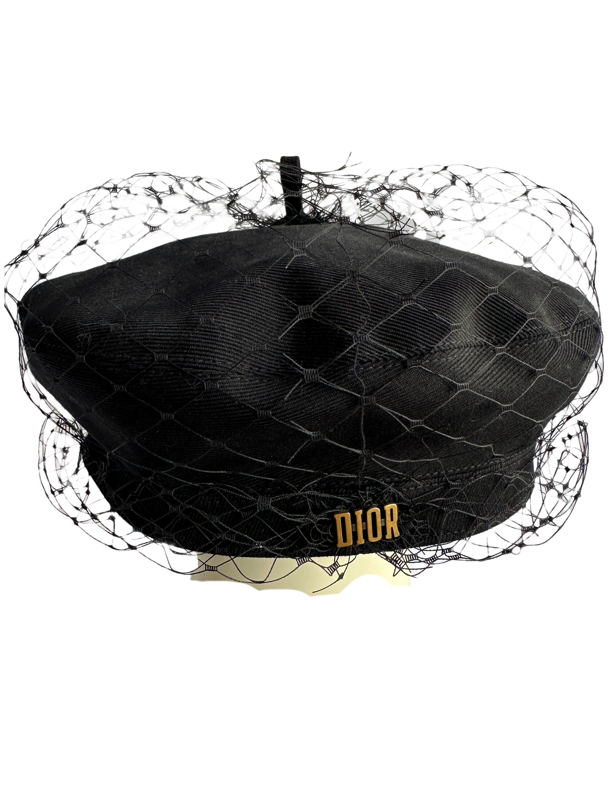 Dior black beret with black veil - size 57