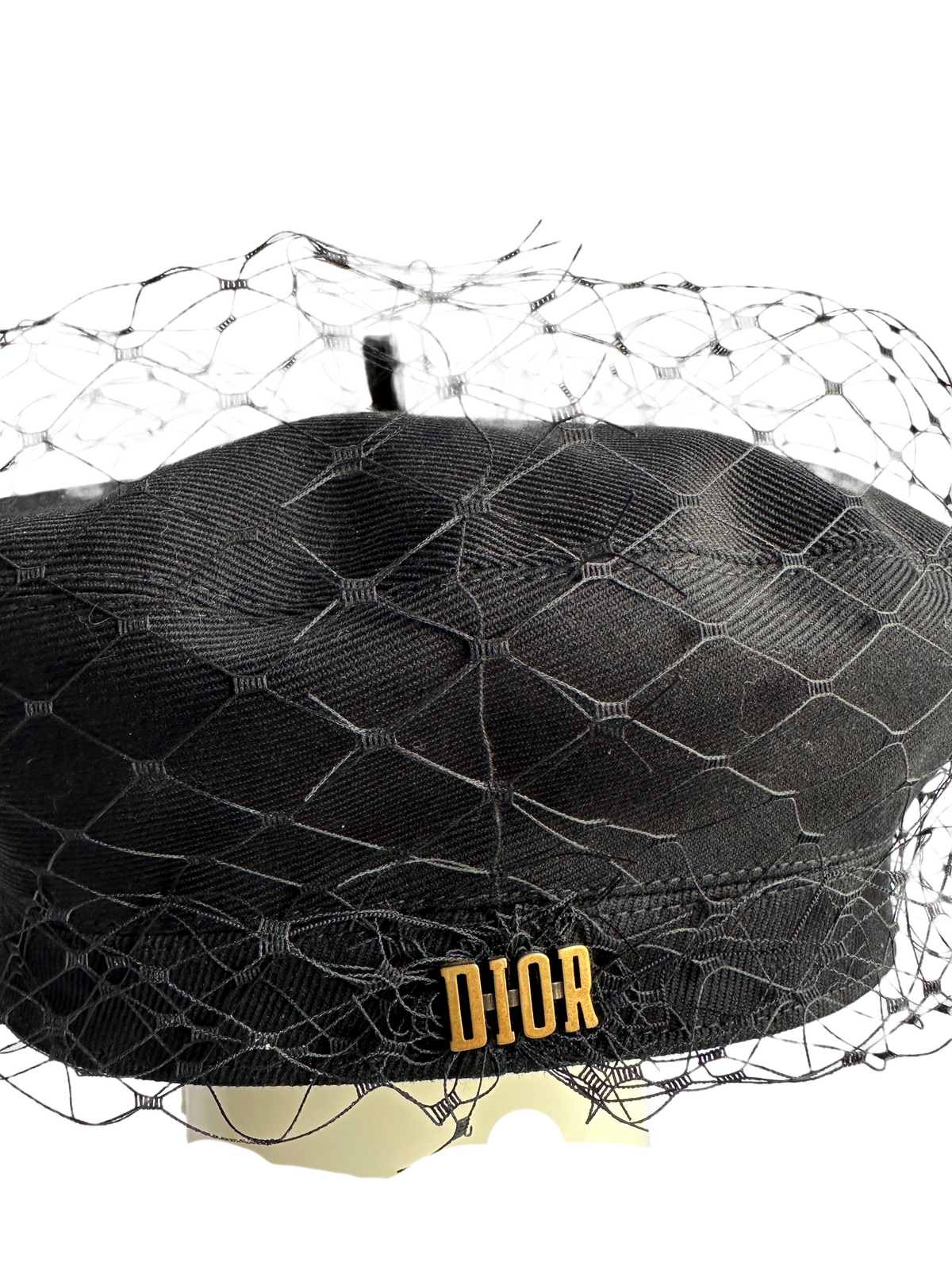 Dior black beret with black veil - size 57