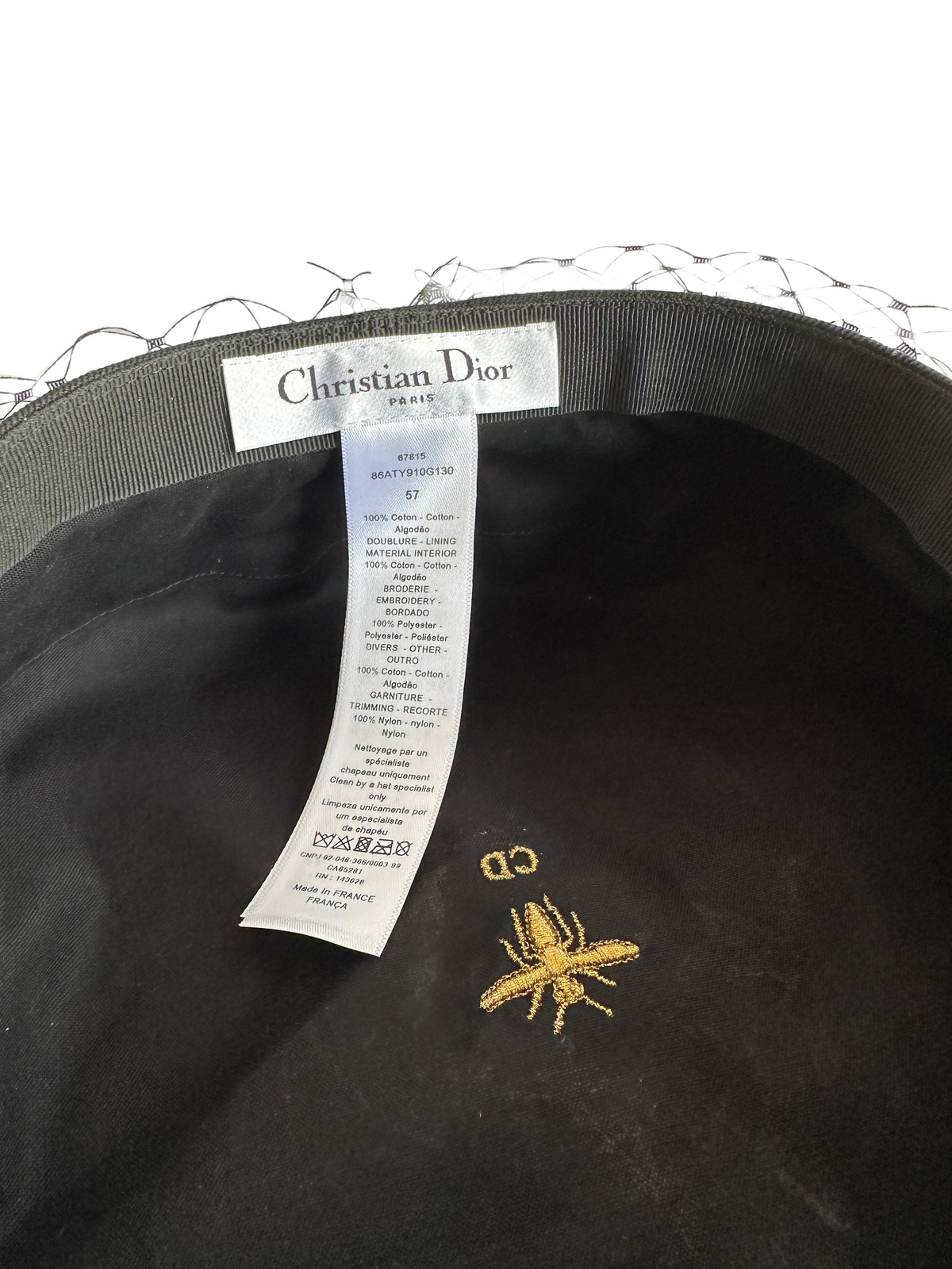 Dior black beret with black veil - size 57